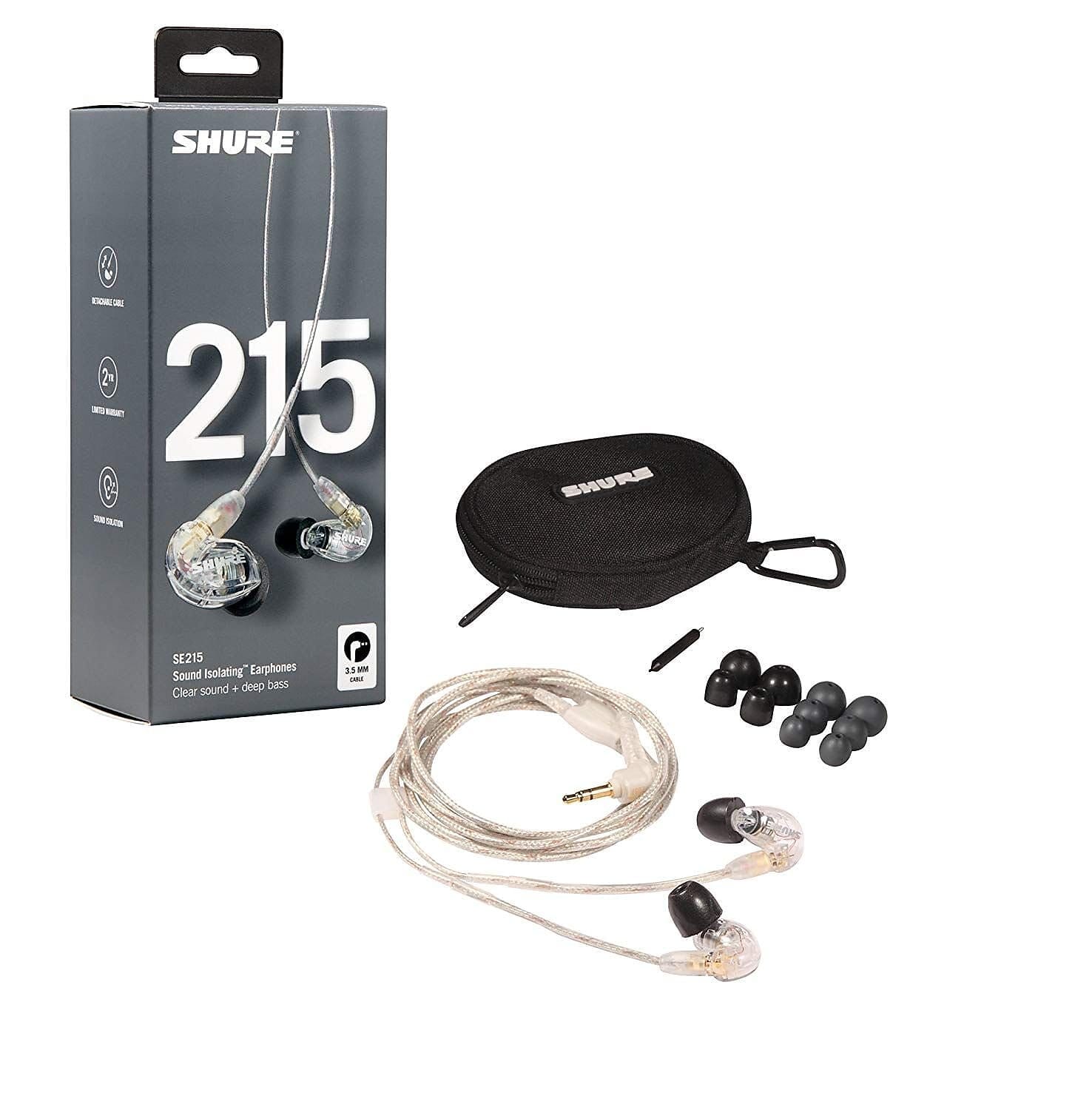 Shure Clear Isolating Earphones with Single Driver (SE215-CL) headphones shure 
