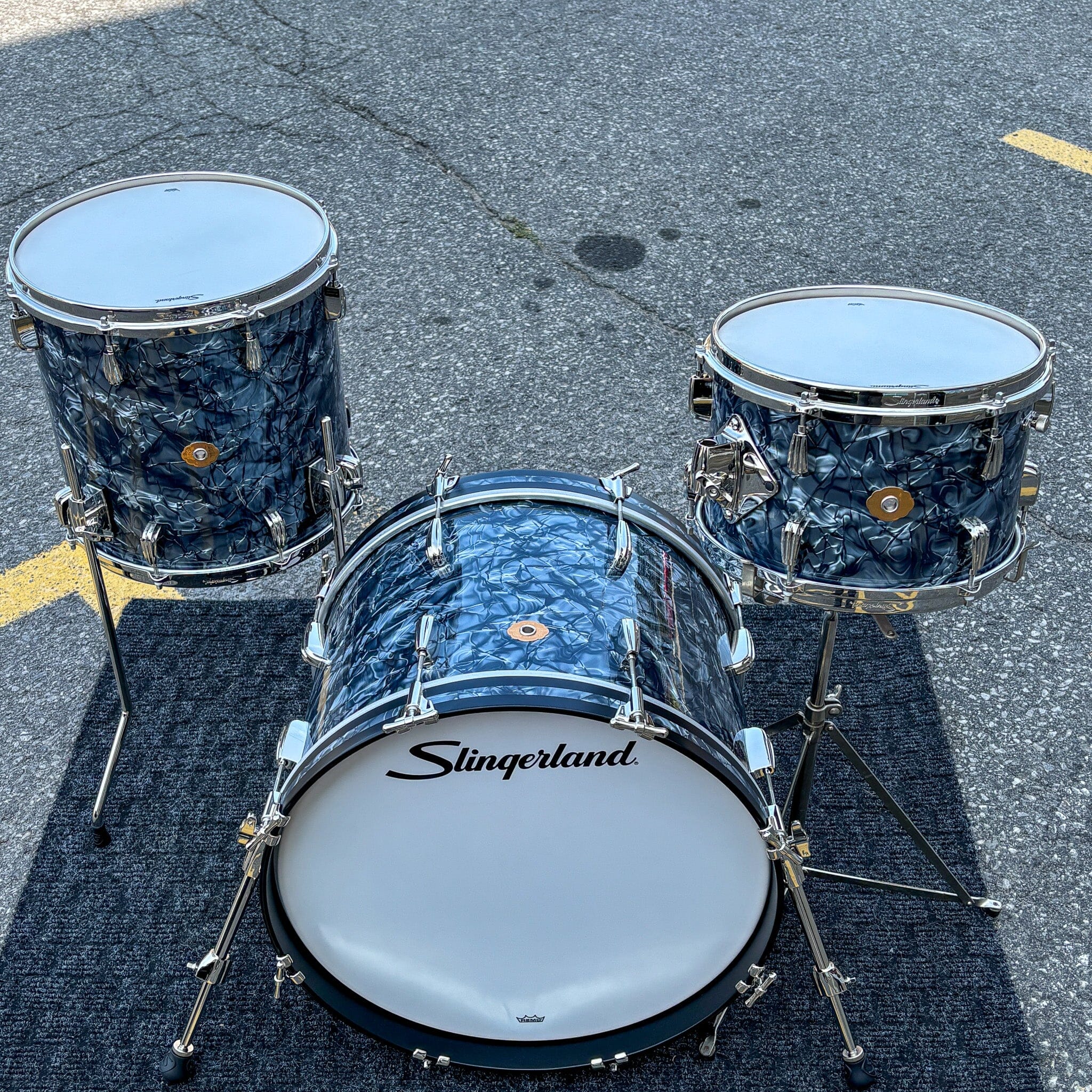 Slingerland 3pc Radio King Kit, 12/14F/20K, Black Diamond Wrap, Nickel Hardware (SLKTFPK20N03BQ069) NEW DRUM KIT Slingerland