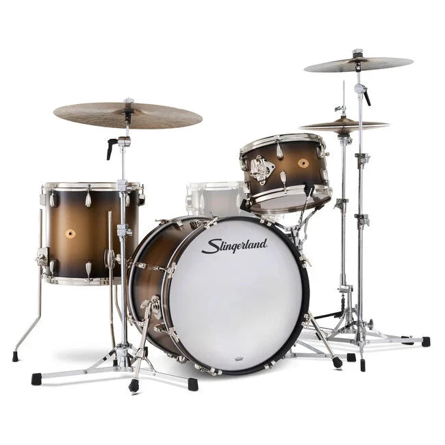 Slingerland 3pc Radio King Kit, 12/14F/20K, Black & Gold Special Lacquer, Nickel Hardware (SLKTLSK20N03BQ372) NEW DRUM KIT Slingerland