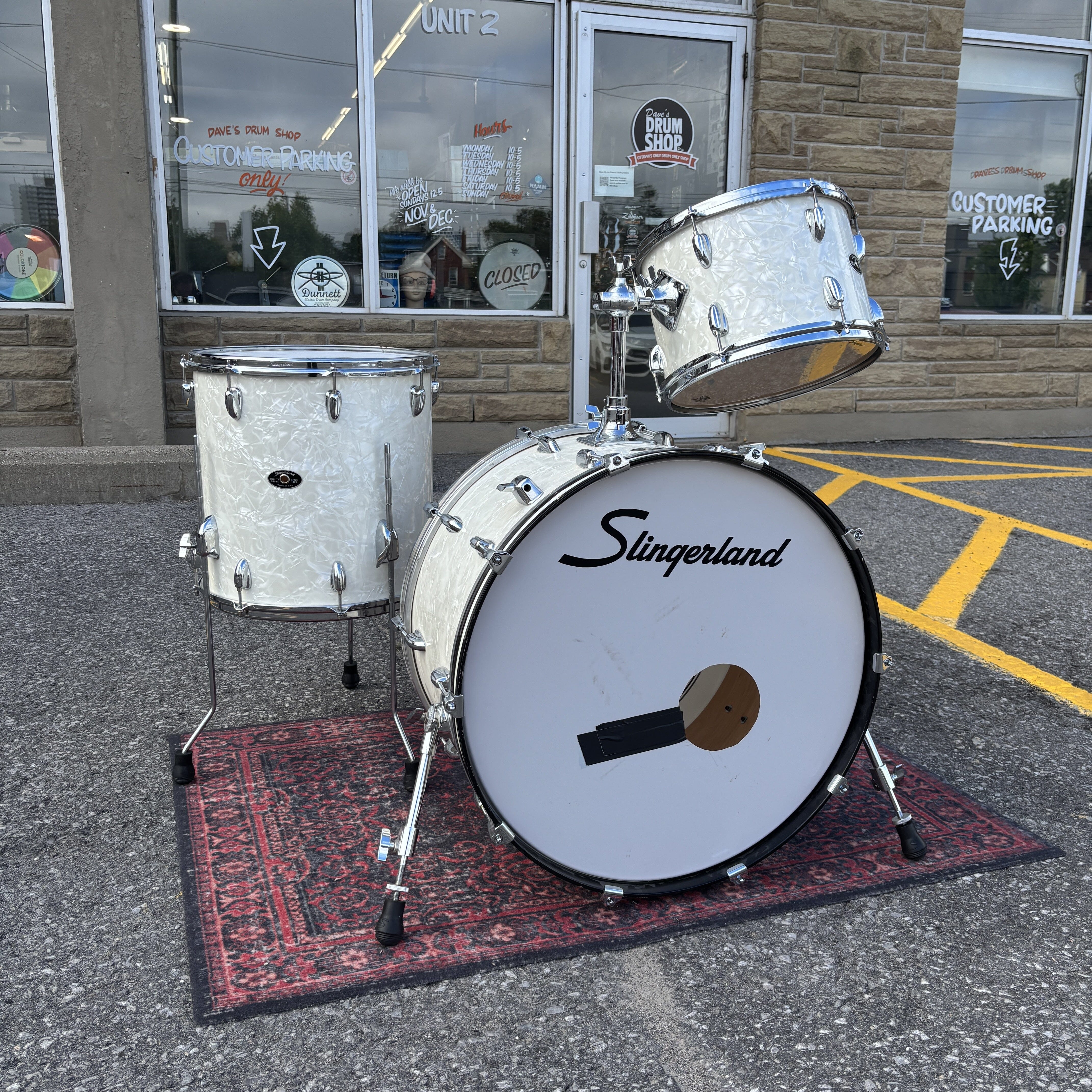 Slingerland Gene Krupa / Legend Series 3pc Drum Set White Marine Pearl 24/13/16 Conway Era CONSIGNMENT DRUM KIT Slingerland