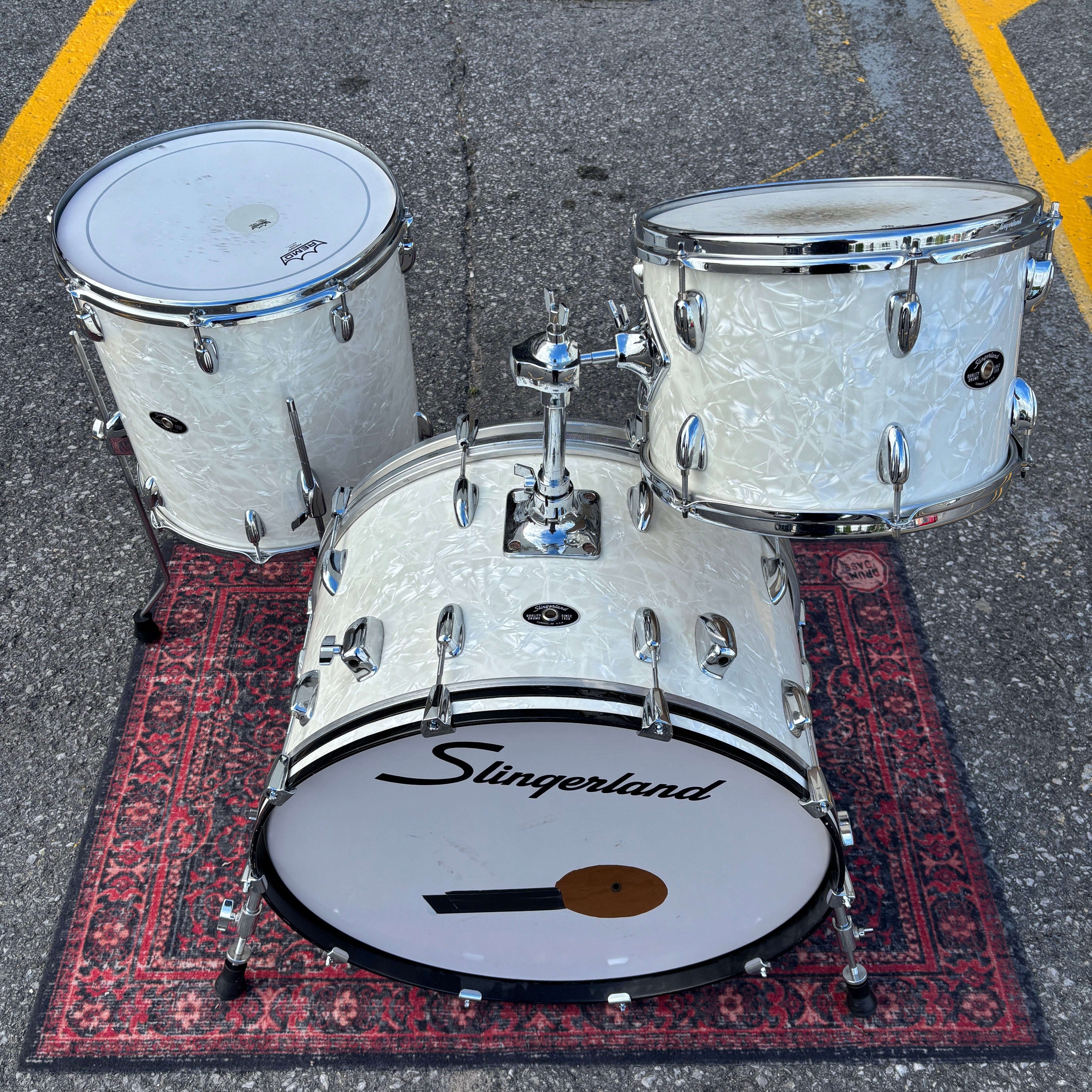 Slingerland Gene Krupa / Legend Series 3pc Drum Set White Marine Pearl 24/13/16 Conway Era CONSIGNMENT DRUM KIT Slingerland