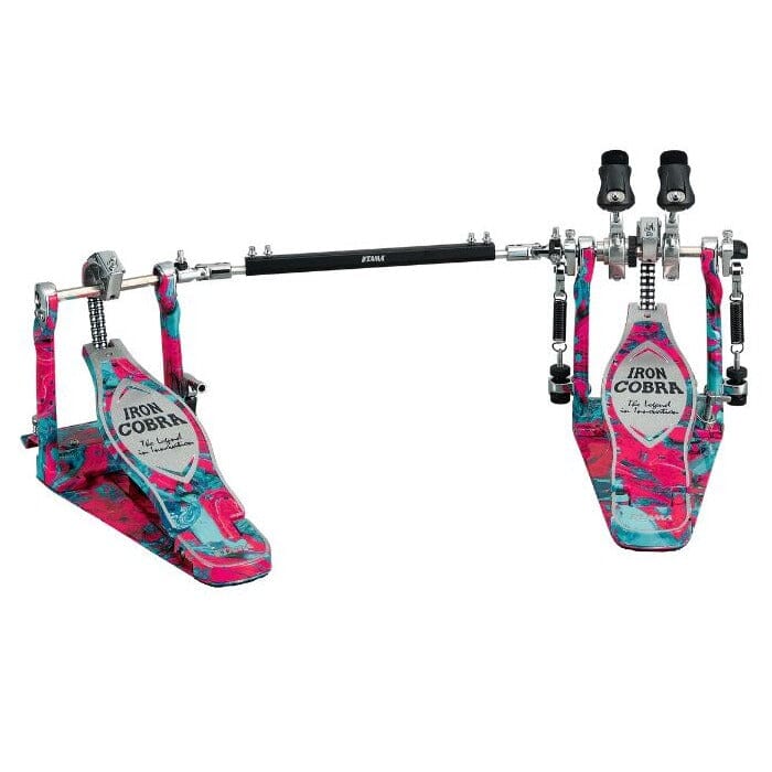 TAMA 50th Anniversary Limited Edition Iron Cobra 900 Power Glide Double Bass Drum Pedal, Coral Swirl (HP900PWMCS) Drum Pedals Tama