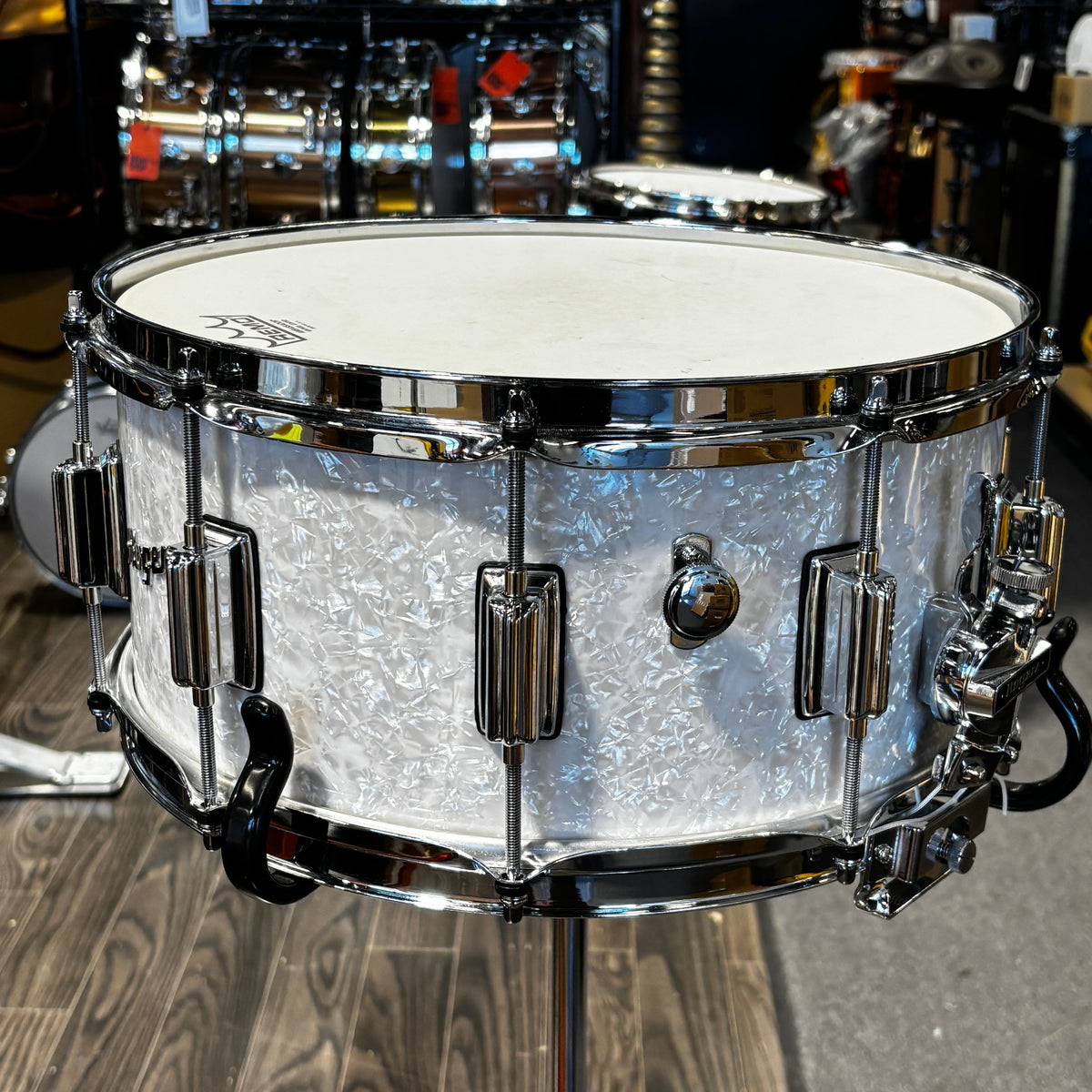 Used Rogers Dyna-Sonic 6.5 x 14 Snare Drum White Marine Pearl USED SNARE DRUMS Rogers USA