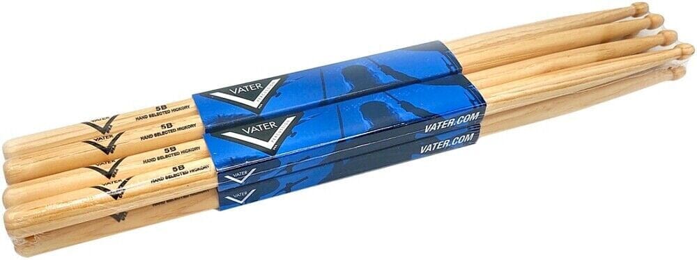 Vater 5B American Hickory Drum Sticks, Wood Tip, 4-Pack (VSP5BW) DRUM STICKS vater