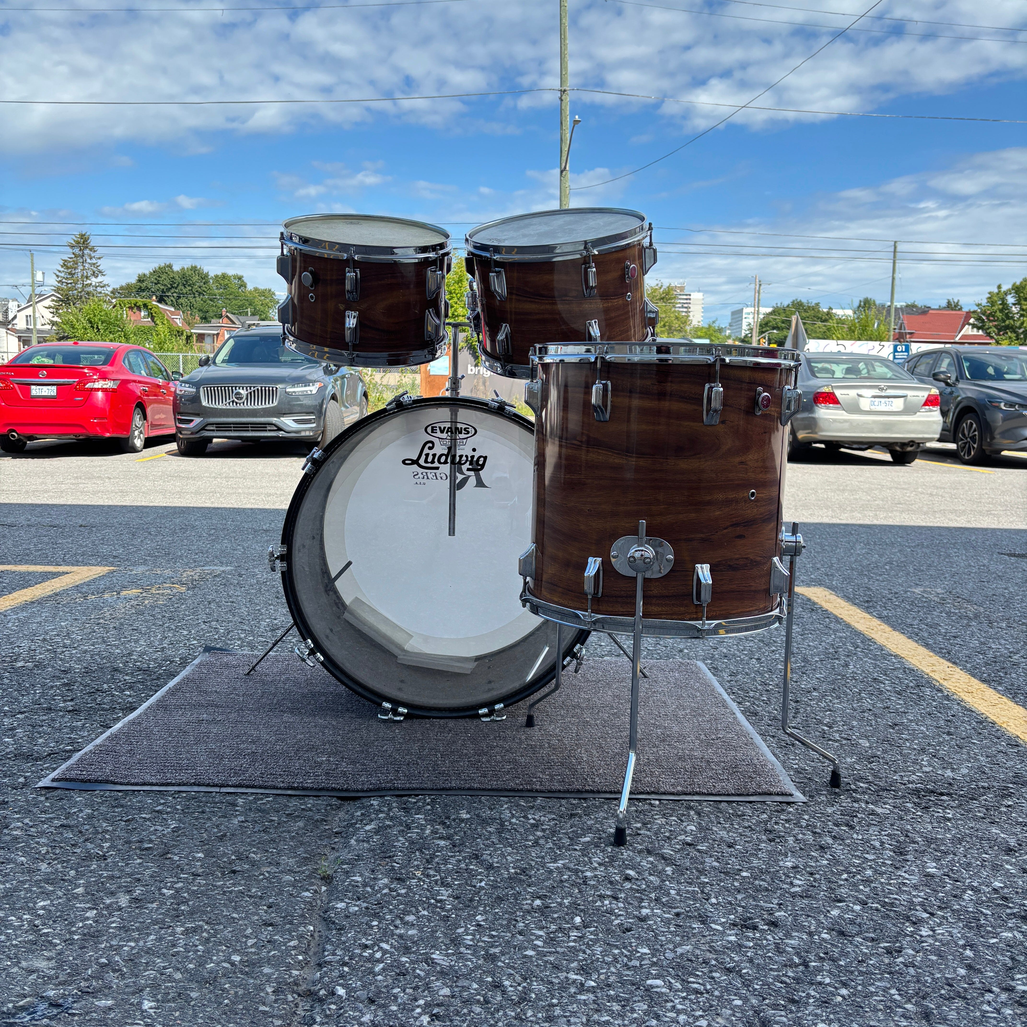 Vintage Early 1970s Rogers Fullerton Koa Drum Kit – 24/12/13/16 CONSIGNMENT DRUM KIT Rogers