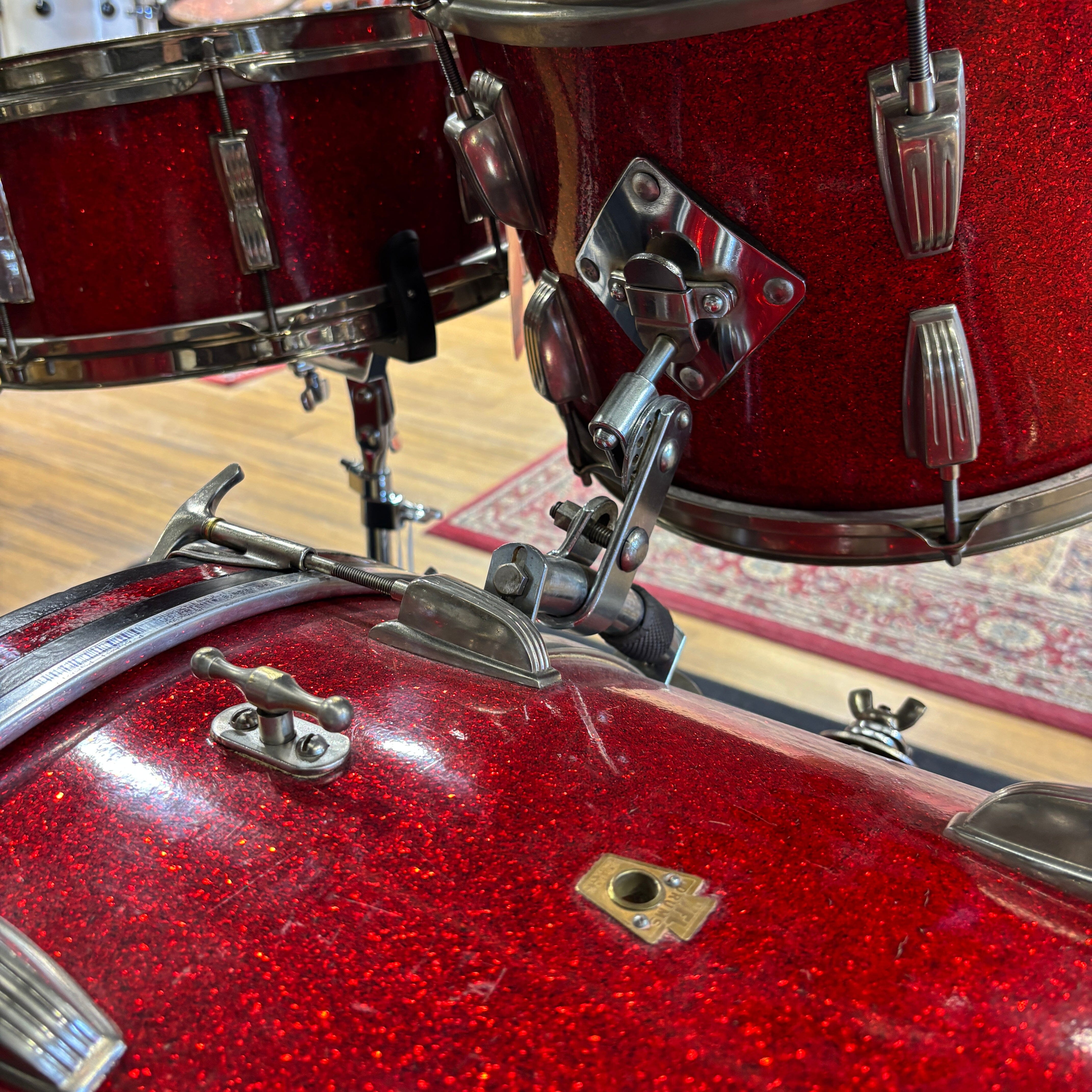 WFL Red Glitter 3pc 1957 13/16/22 CONSIGNMENT DRUM KIT WFL