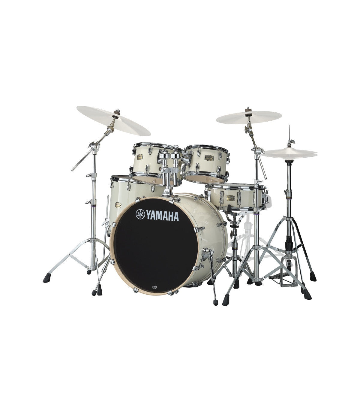 Yamaha Stage Custom Birch 5-Piece Drum Kit 22,16,12,10,SD w/ Hardware, Classic White (SBX2F57 CW)