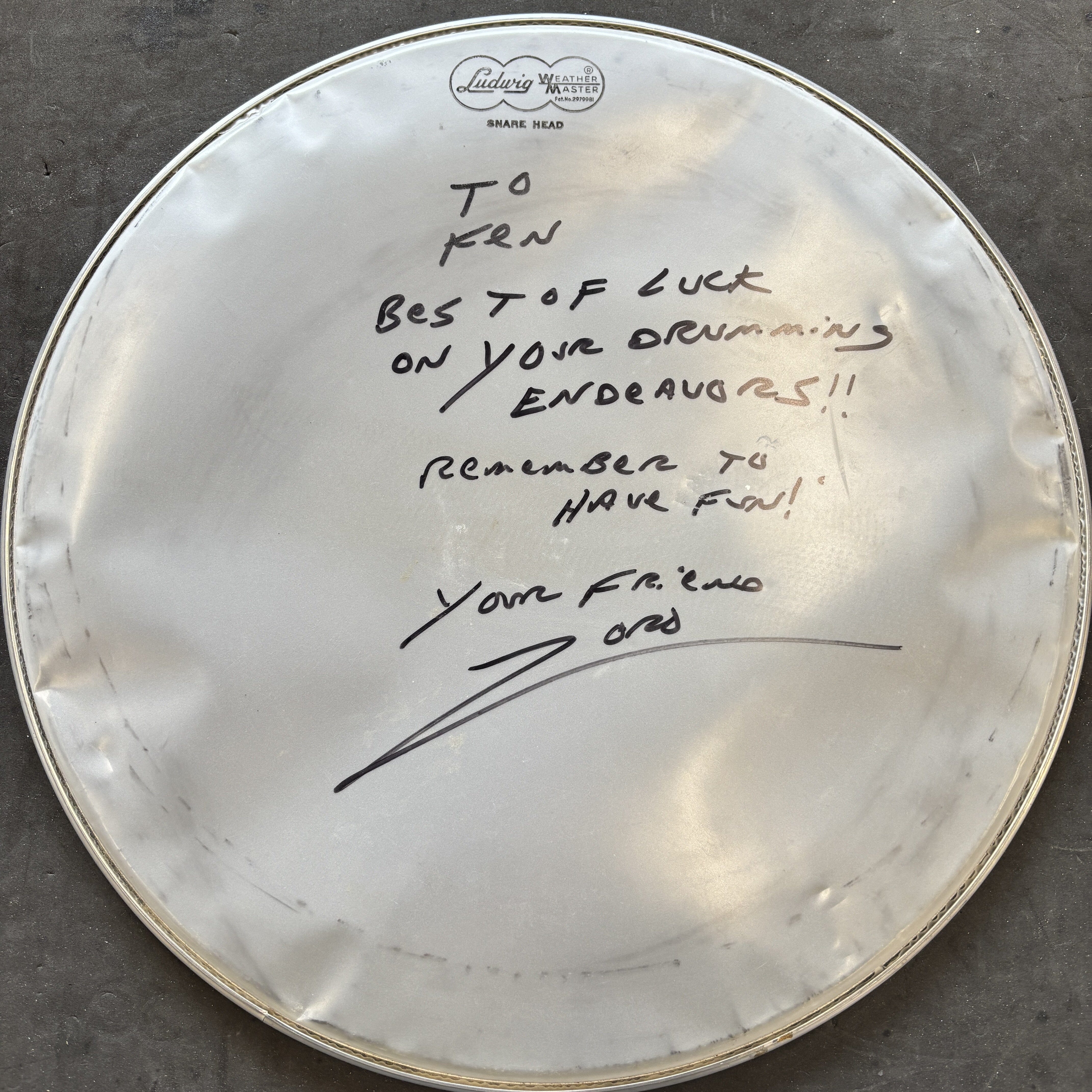 Zoro Signed 14" Vintage Ludwig Head vintage parts LUDWIG