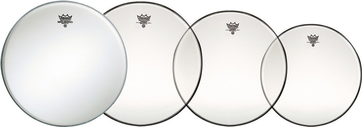 Remo Value Pack Fusion Clear Emperors w/ Free 14" Coated Ambassador drum kit Remo
