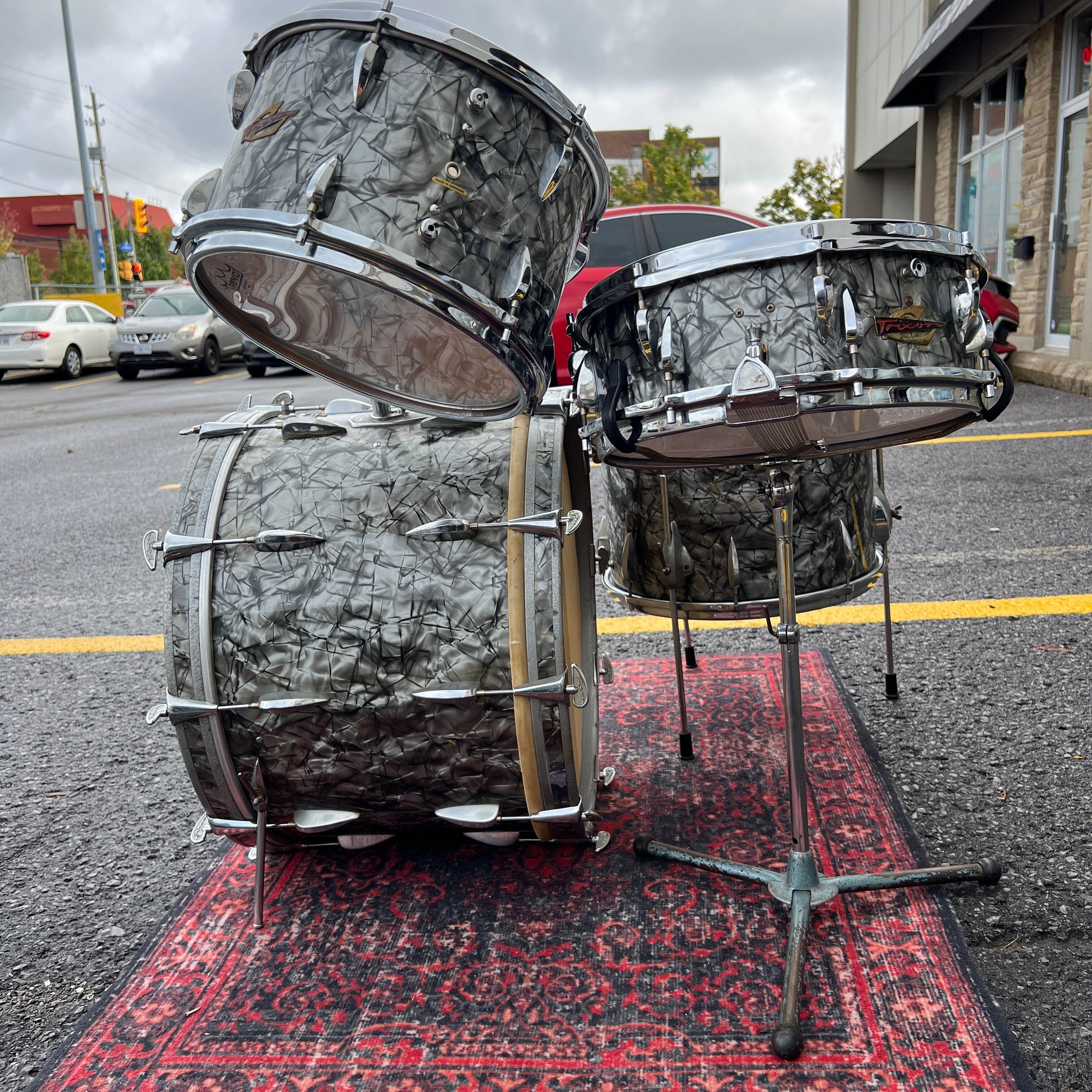 Trixon Luxus 4pc Set 1950s Made in Germany Black Diamond Pearl drum kit Trixon