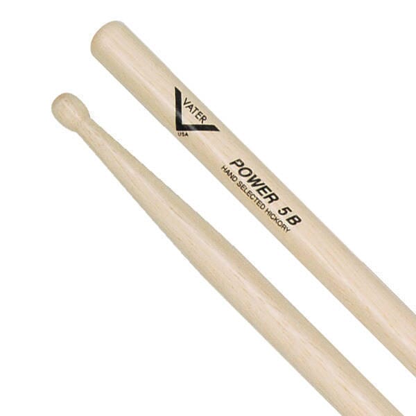 Vater Power 5B Drum Stick, Hickory, Wood Tip (VHP5BW) DRUM STICKS Vater