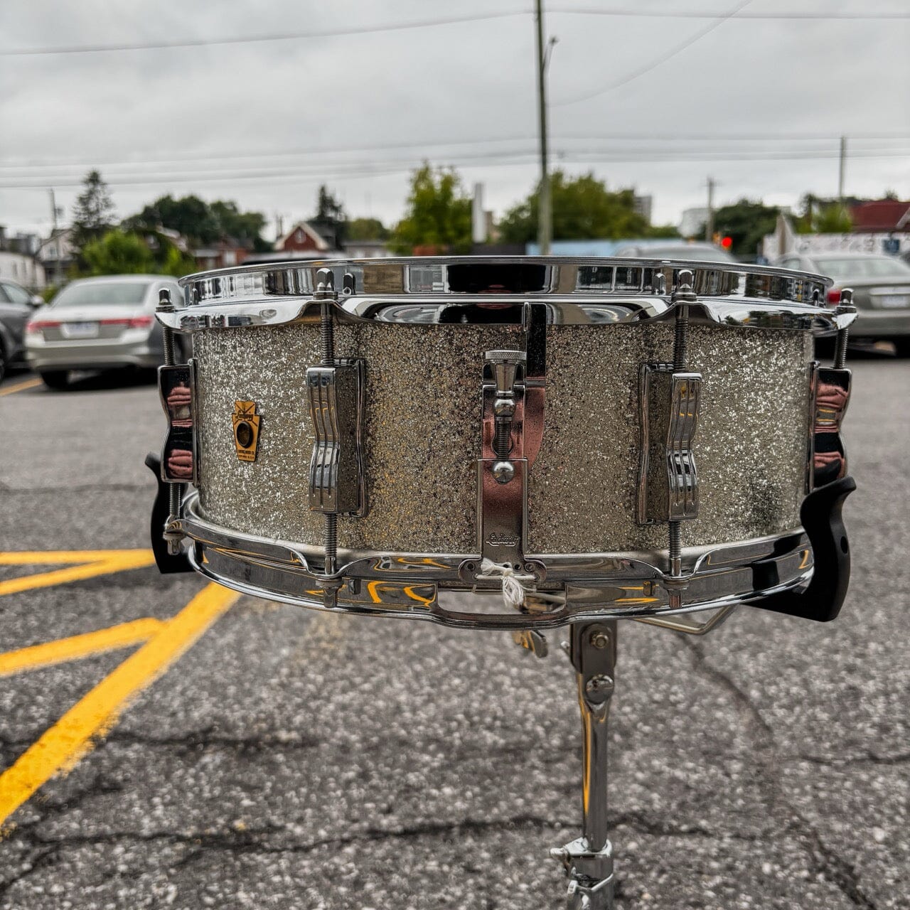 1962 Ludwig Jazz Festival 5.5x14" Snare Drum – Silver Sparkle USED SNARE DRUMS LUDWIG 