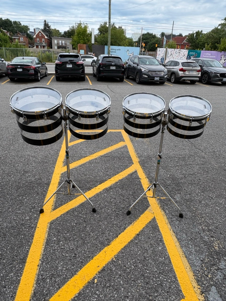Vintage 1970's Ludwig Vistalite Pattern A Concert Toms – 13/14/15/16 with Stands