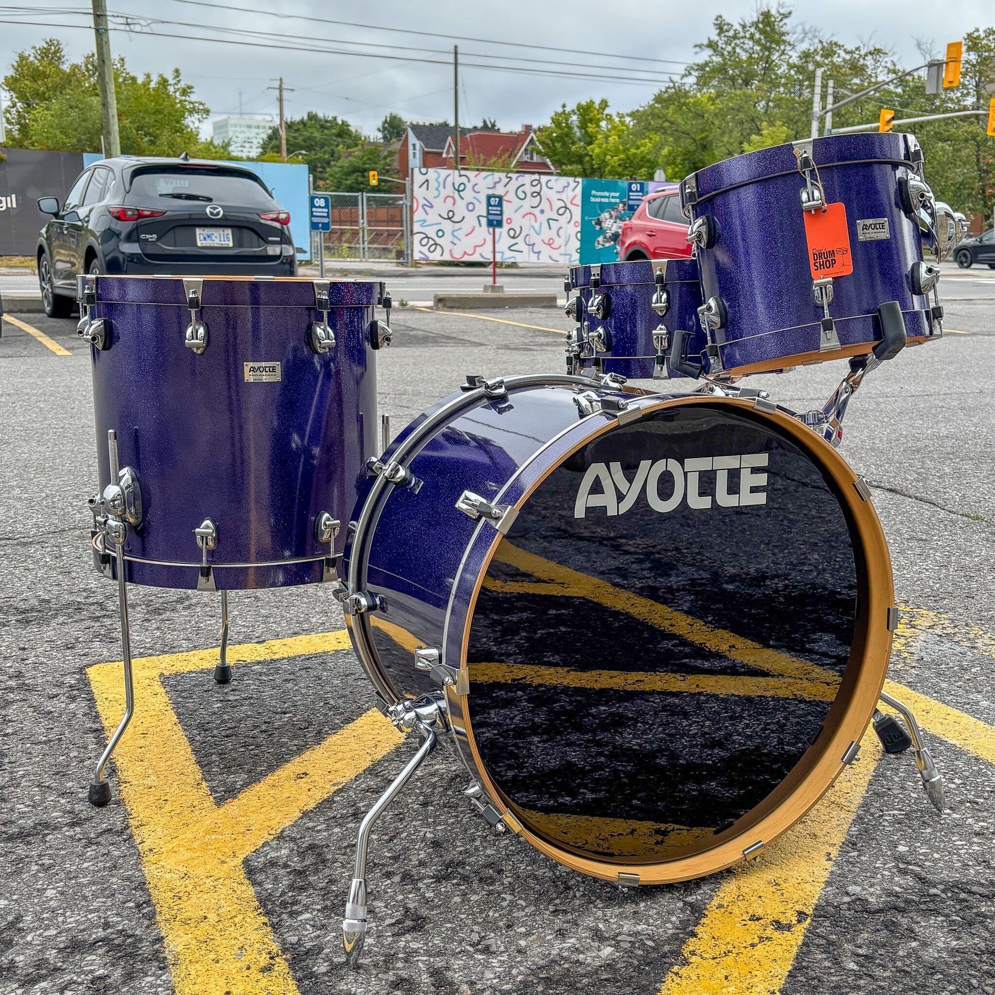 Ayotte Wood Hoop Purple Sparkle 12/16/22/Snare USED DRUM KIT Ayotte 
