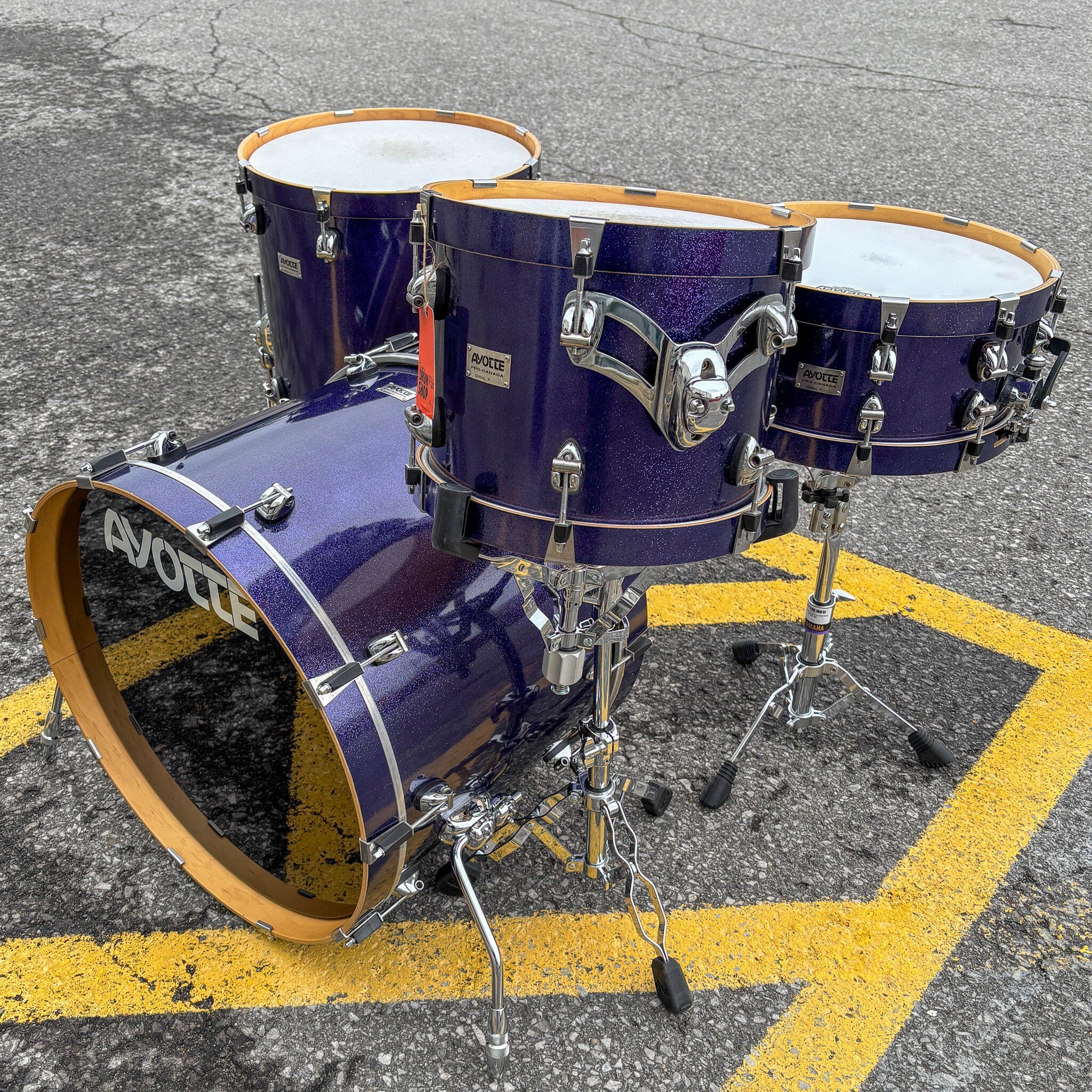 Ayotte Wood Hoop Purple Sparkle 12/16/22/Snare USED DRUM KIT Ayotte 