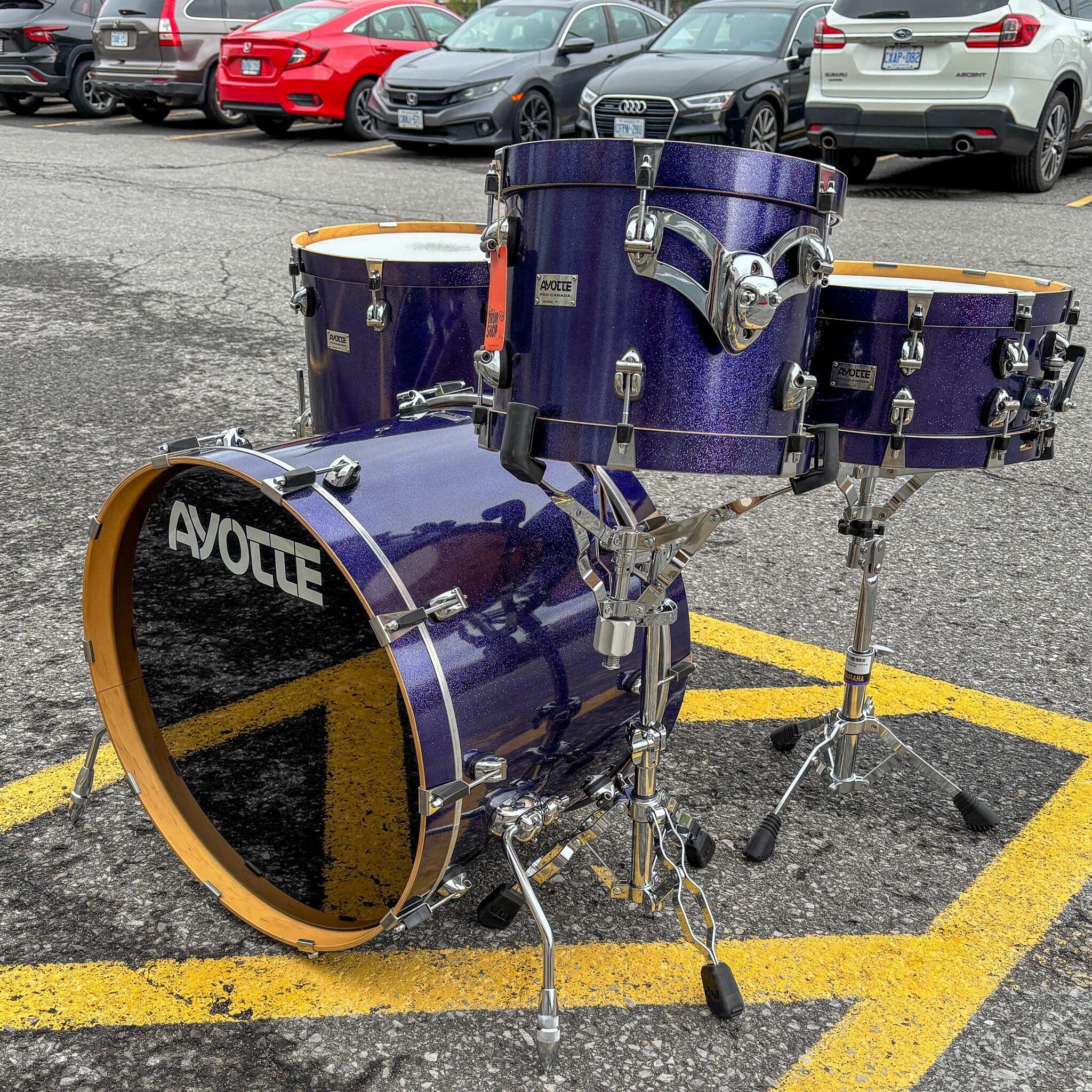 Ayotte Wood Hoop Purple Sparkle 12/16/22/Snare USED DRUM KIT Ayotte 