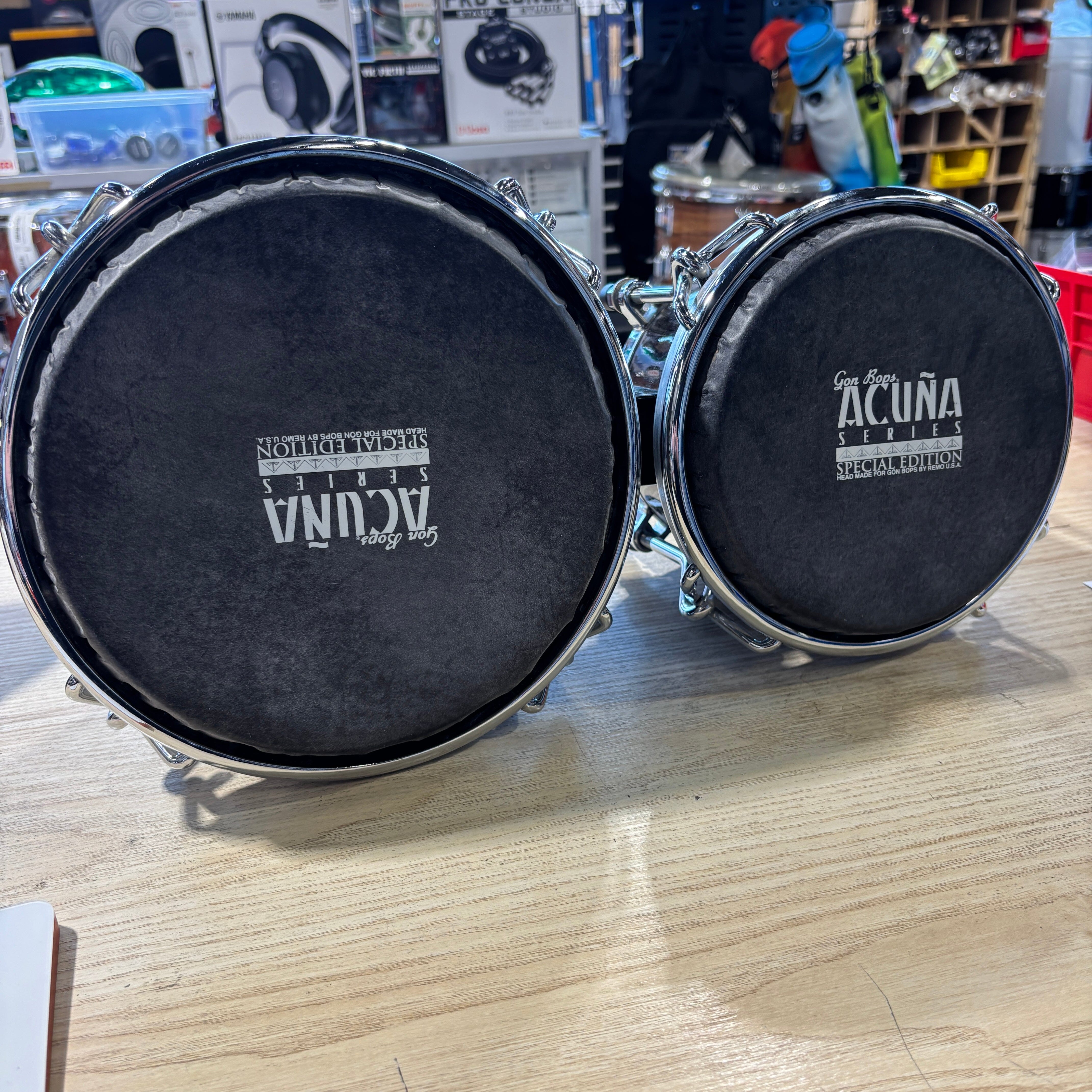 Bops Alex Acuña Series Bongos Black Gloss USED HAND DRUMS Gon Bops 