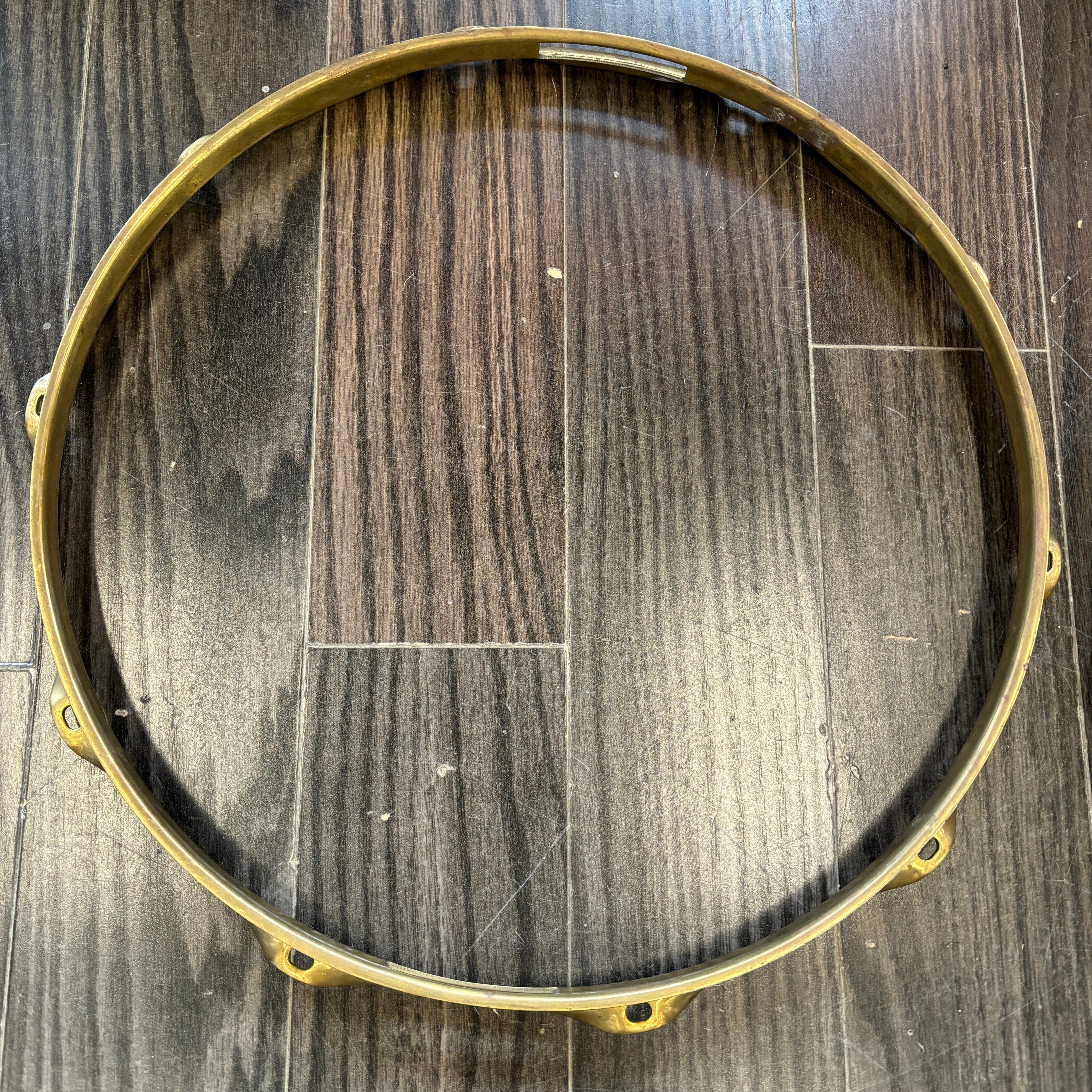 Brass Triple Flange Hoops 14" with 10 holes USED HARDWARE Dave's Drum Shop 