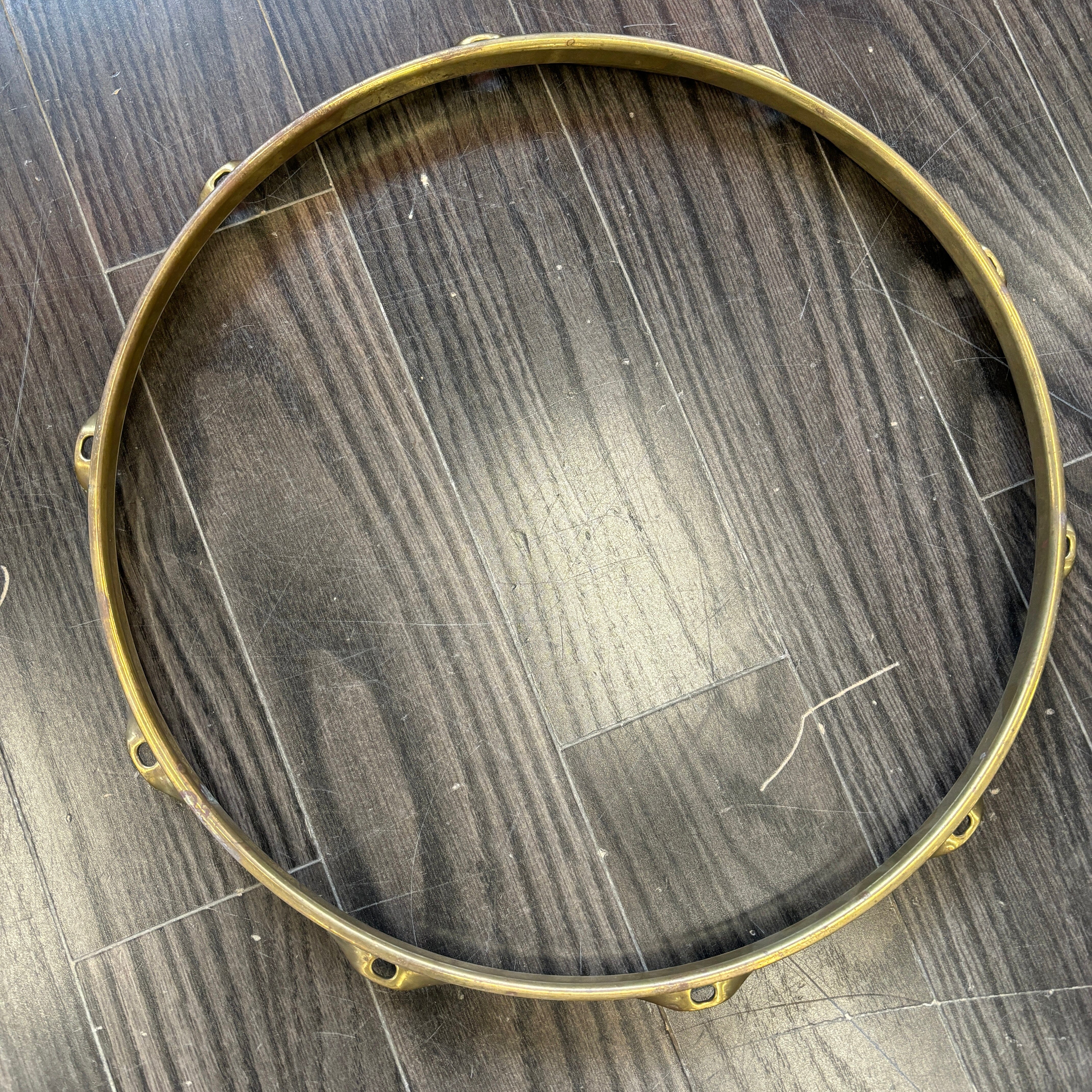 Brass Triple Flange Hoops 14" with 10 holes USED HARDWARE Dave's Drum Shop 