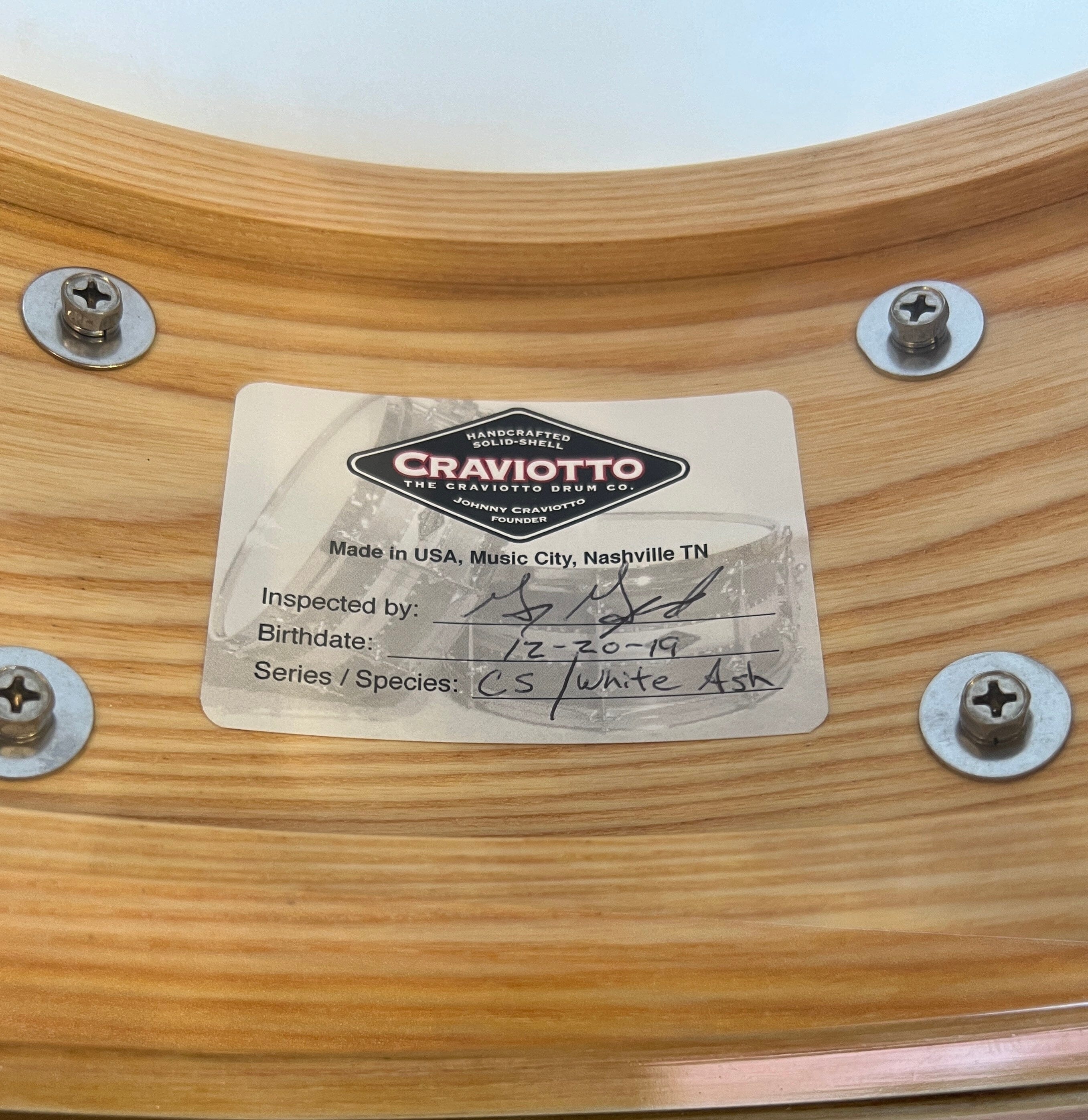 Craviotto ASH 14 x 5 w/inlay USED SNARE DRUMS Craviotto 