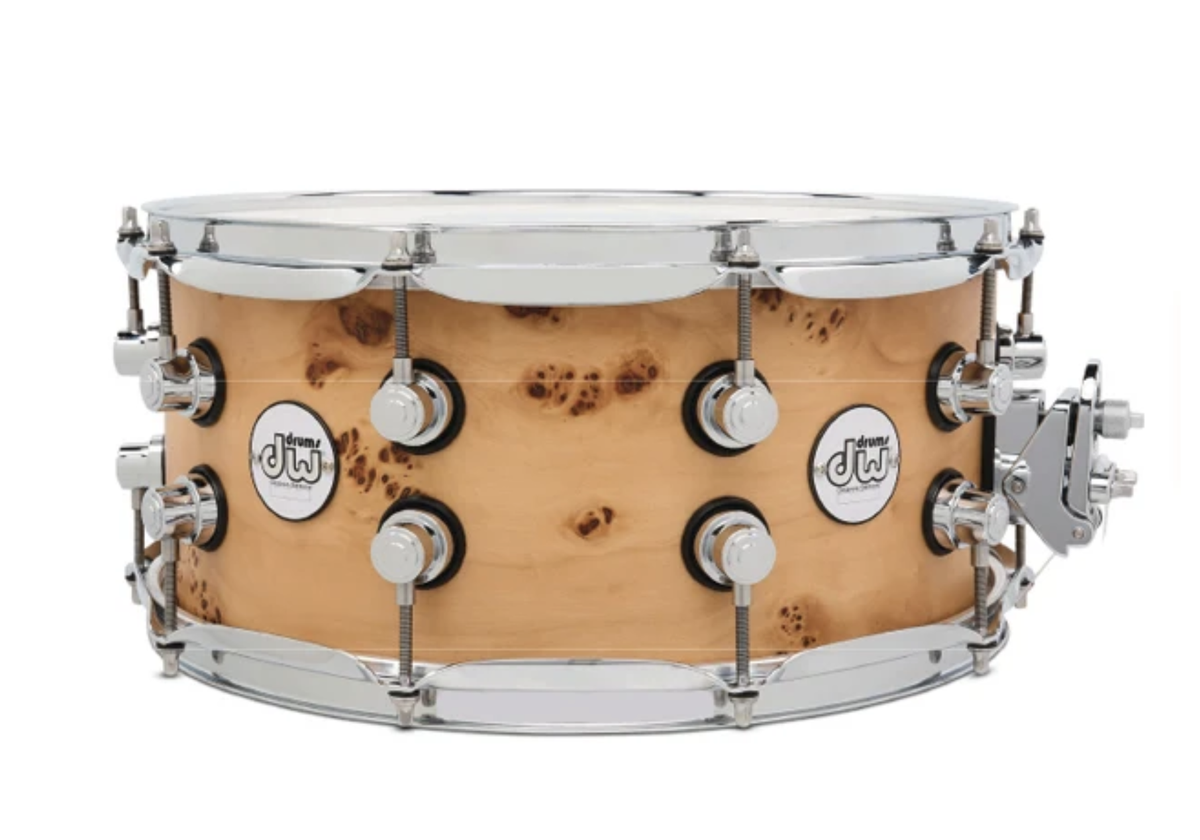 DW Design Series 6.5" x 14" Snare Drum, Natural Mapa Matte Birch Shell- Exotic Mapa Burl (DDEM6514MB-L26)