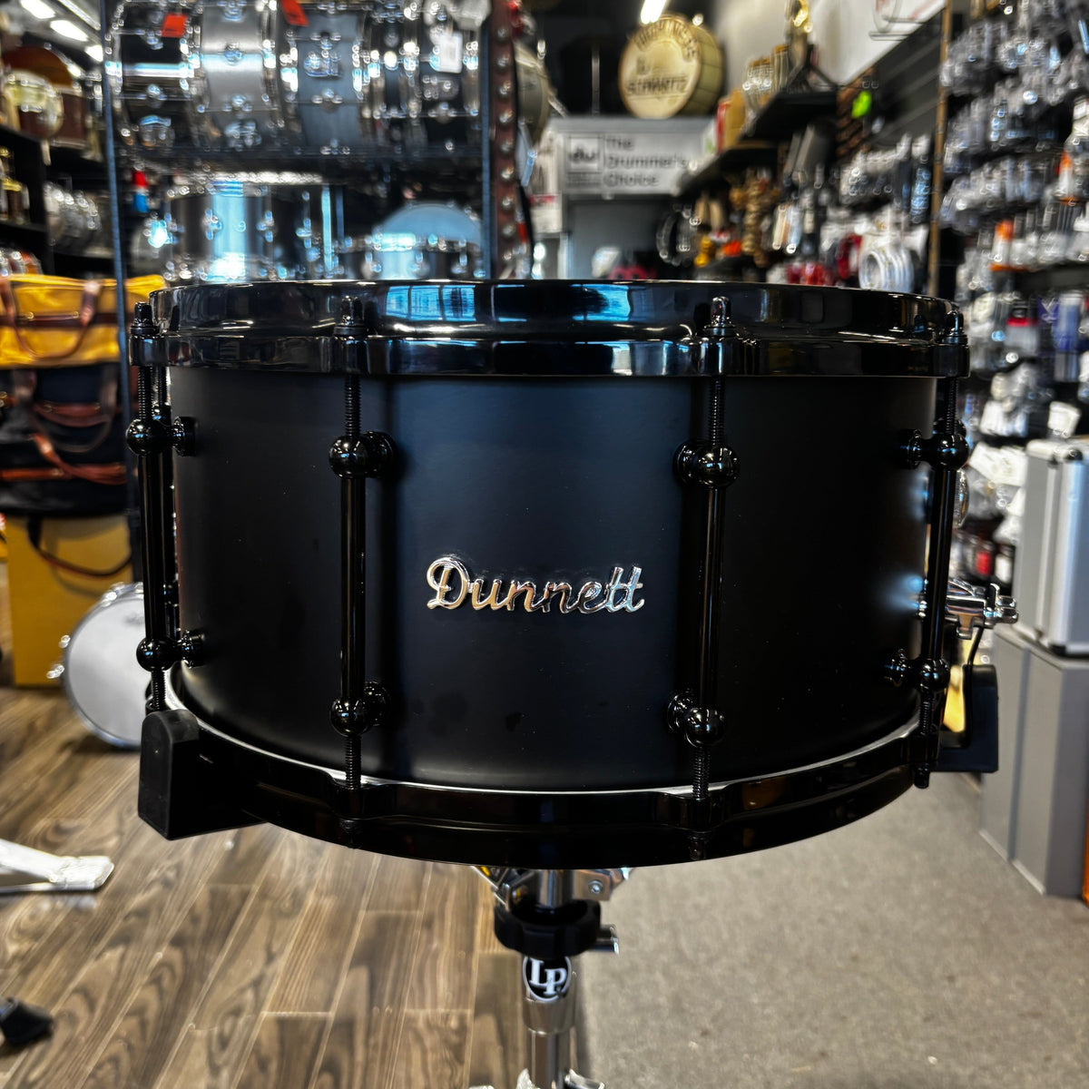 Dunnett Classic Titanium Tourbillon Snare Drum Matte / Glass Black 10 L NEW SNARE DRUMS Dunnett 