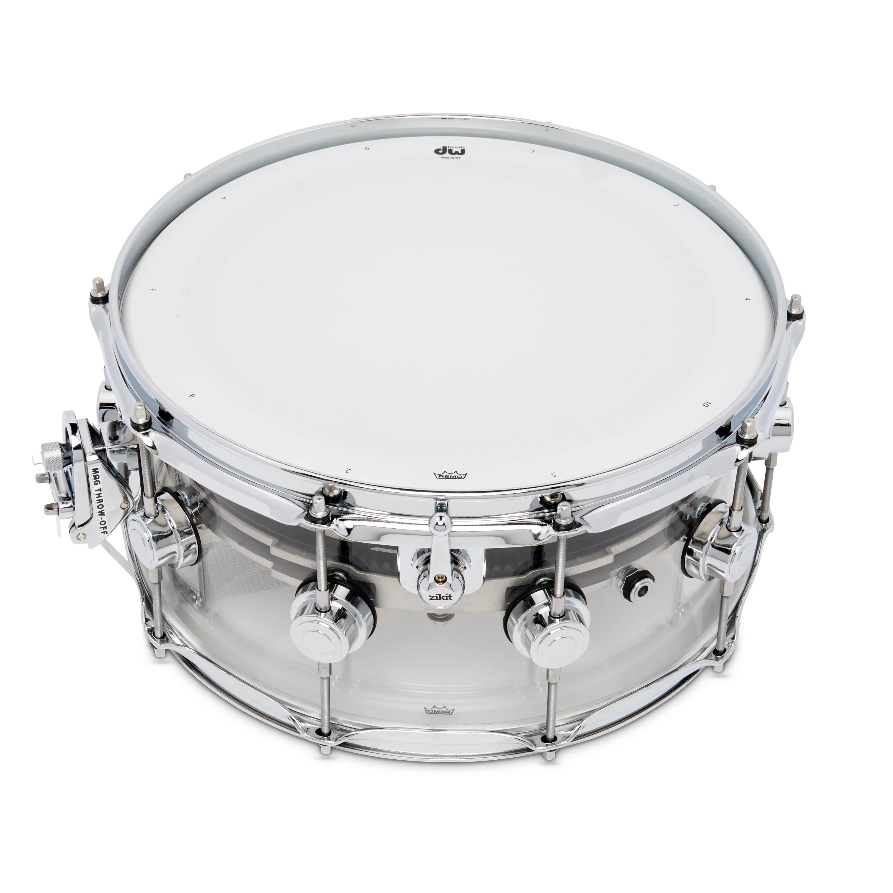 DW 14" Acrylic Snare Drum, Clear, w/ Zikit System (DRAC6514SSC135-ZK) NEW SNARE DRUMS DW 