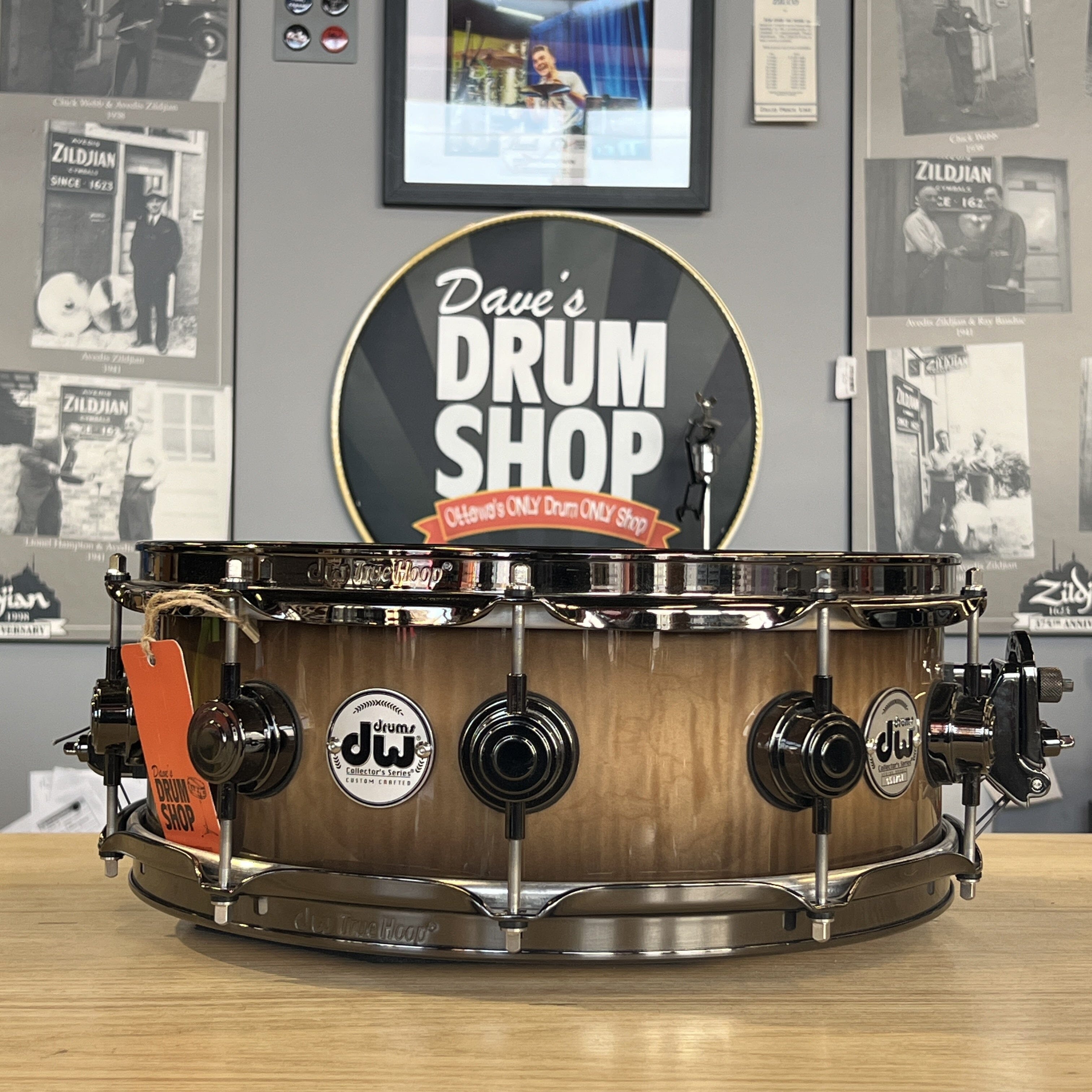 DW Exotic Snare 5 x 14 Spruce with Black Nickel USED SNARE DRUMS DW 