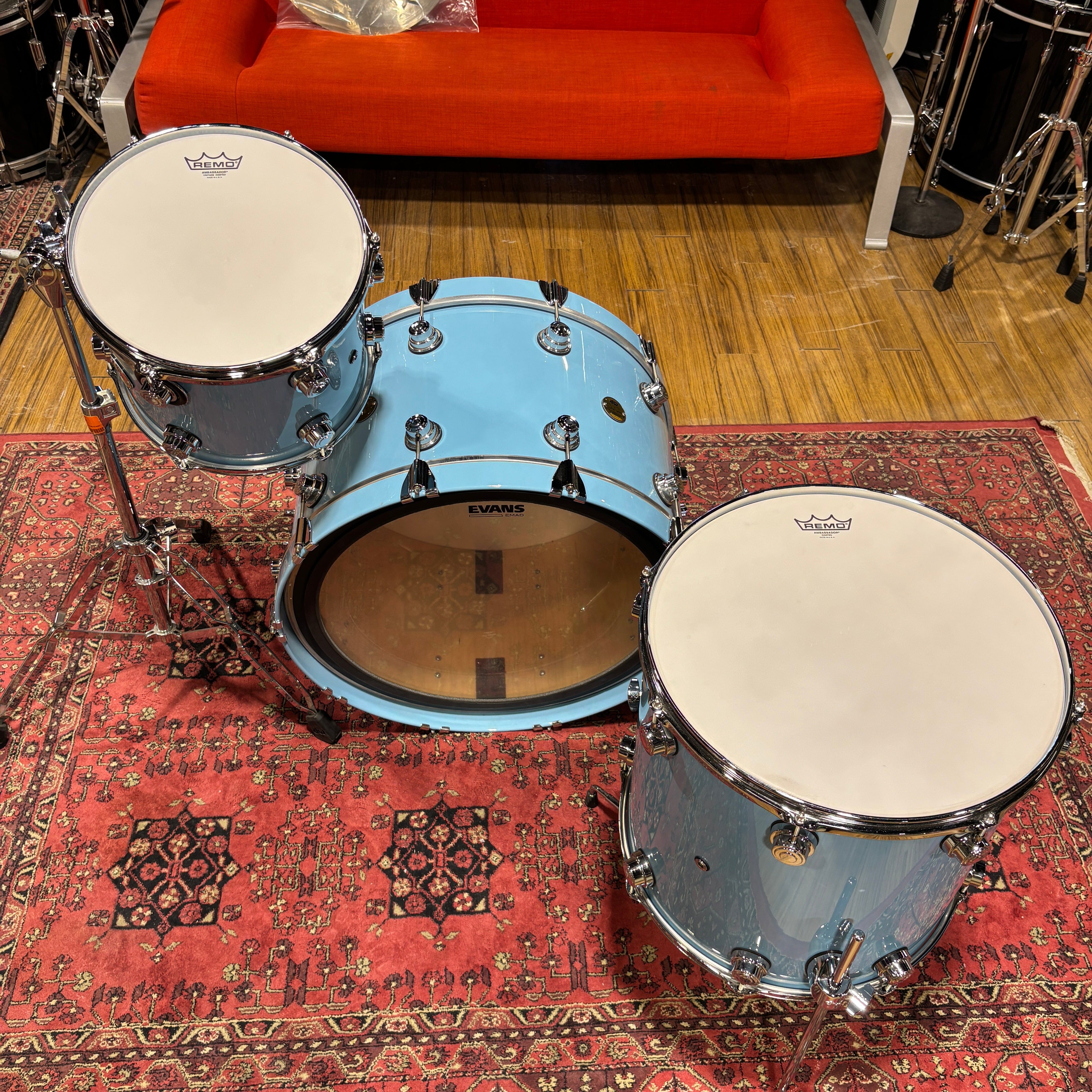 DW Jazz Series Collectors 3pc Set Sky Blue Lacquer USED DRUM KIT DW 