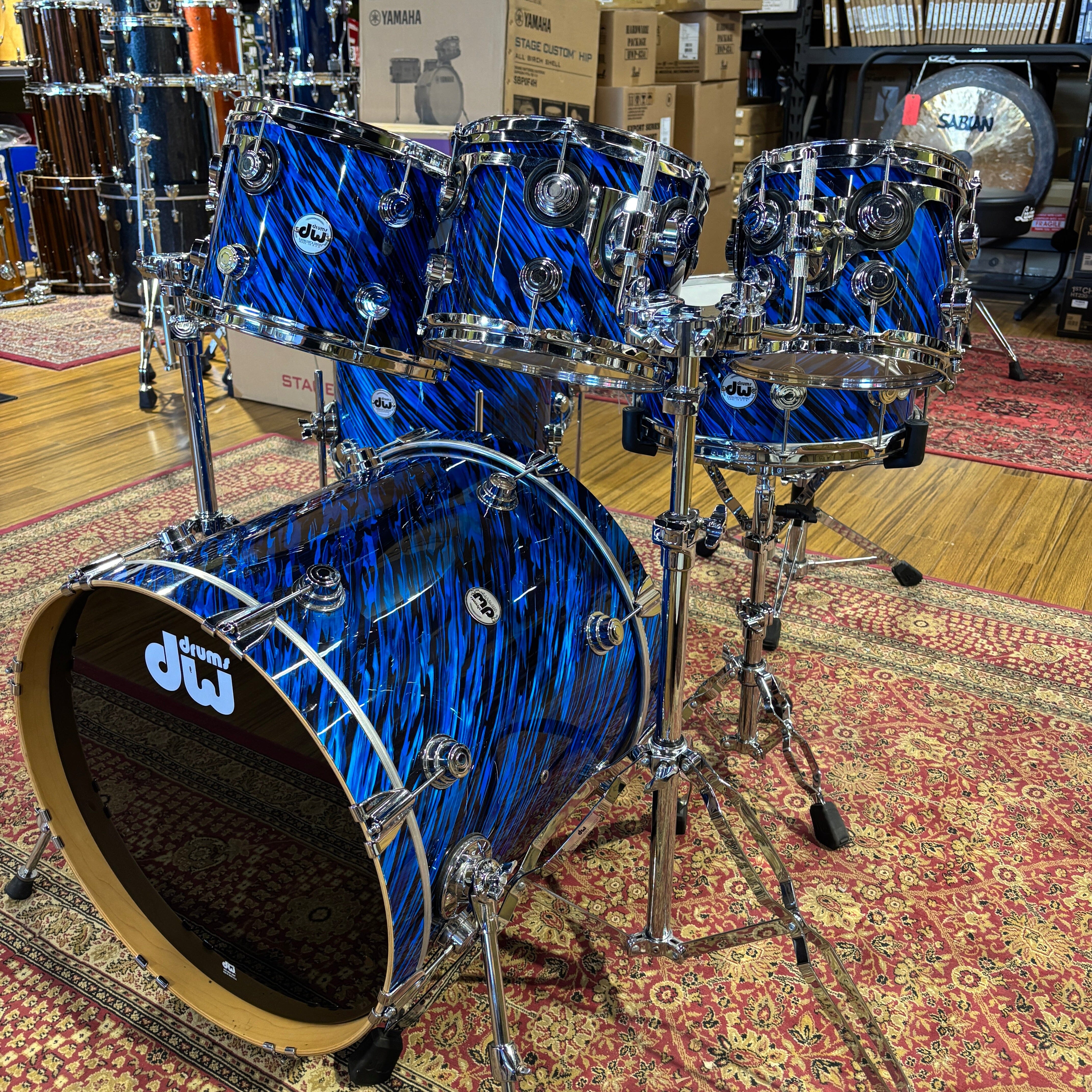 DW Twisted Blue Onyx 7pc Collectors Maple Kit USED DRUM KIT DW 