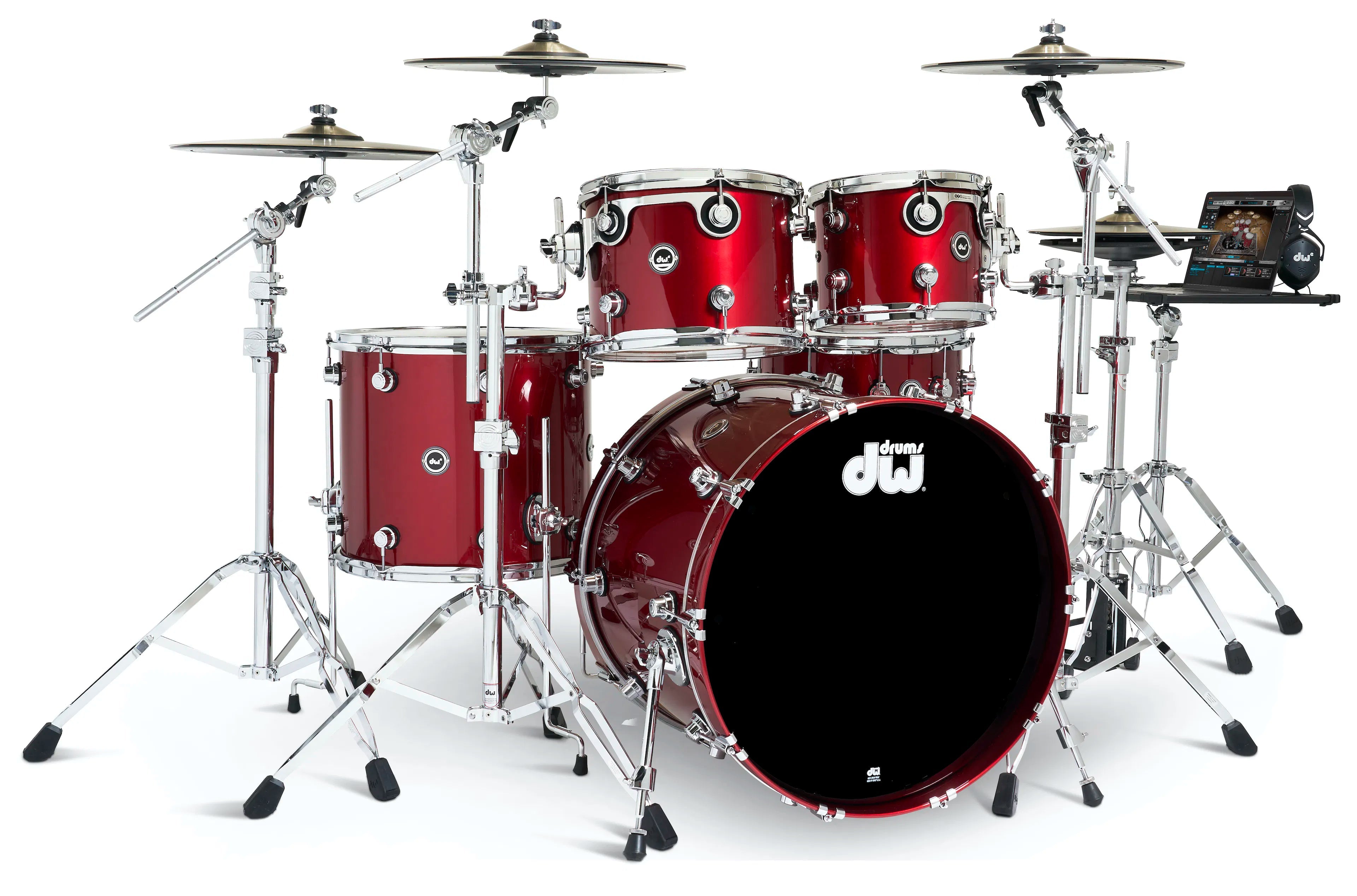 DWe Drums Electronic 5-Piece Drum Set with Cymbals in Black Cherry Metallic Electronic Drums DW 