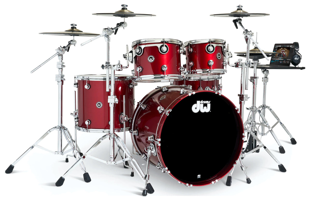 DWe Electronic 5pc Drum set with Cymbals in Black Cherry Metallic Electronic Drums DW 
