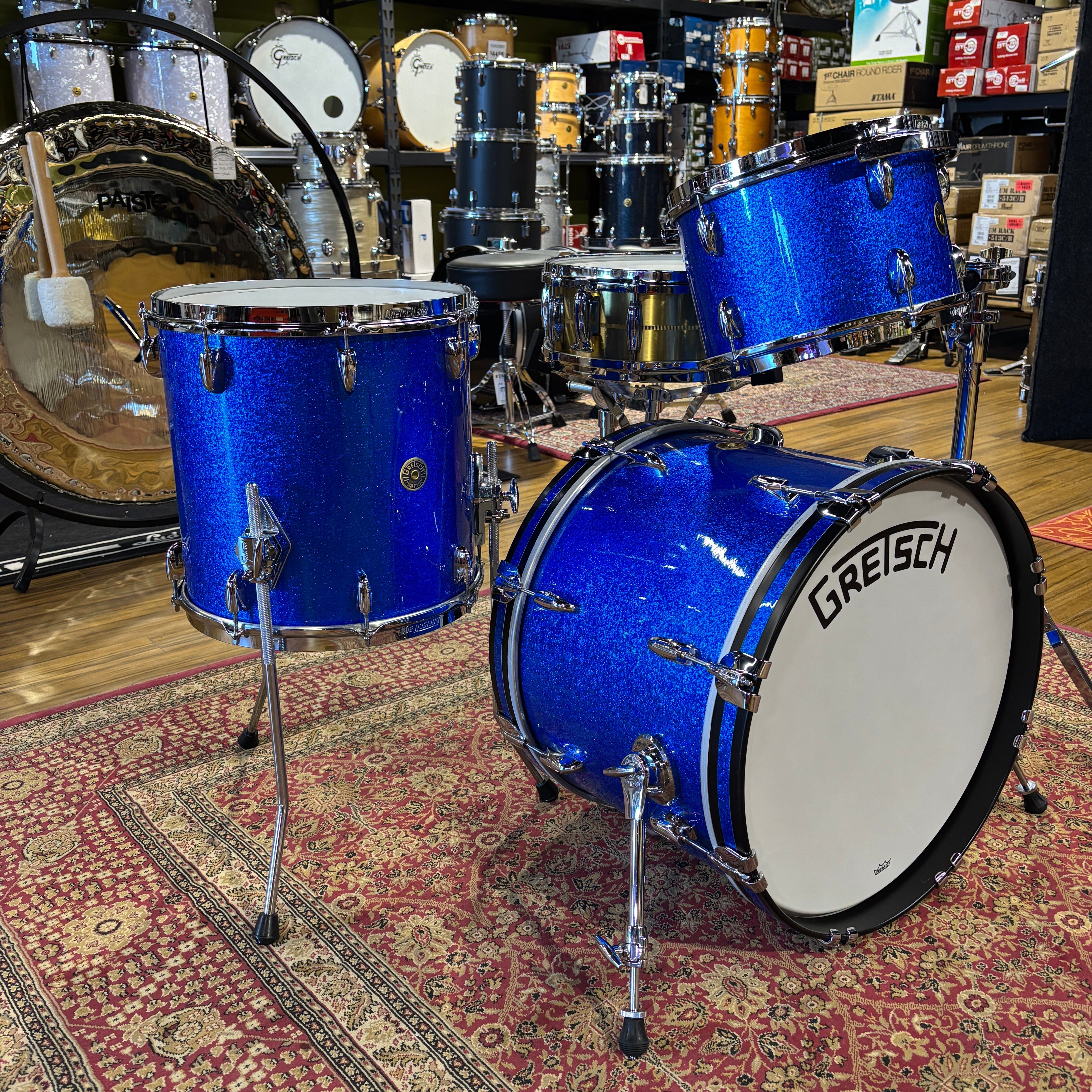 Gretsch Broadkaster 3pc Drum Set 20/12/14 Blue Sparkle (GKKT-E403-024) NEW DRUM KIT GRETSCH 