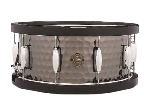 Gretsch Full Range Hammered Black Steel Snare 14" x 6.5" w/ Wood Hoops (S1-6514WH-BSH) NEW SNARE DRUMS GRETSCH 