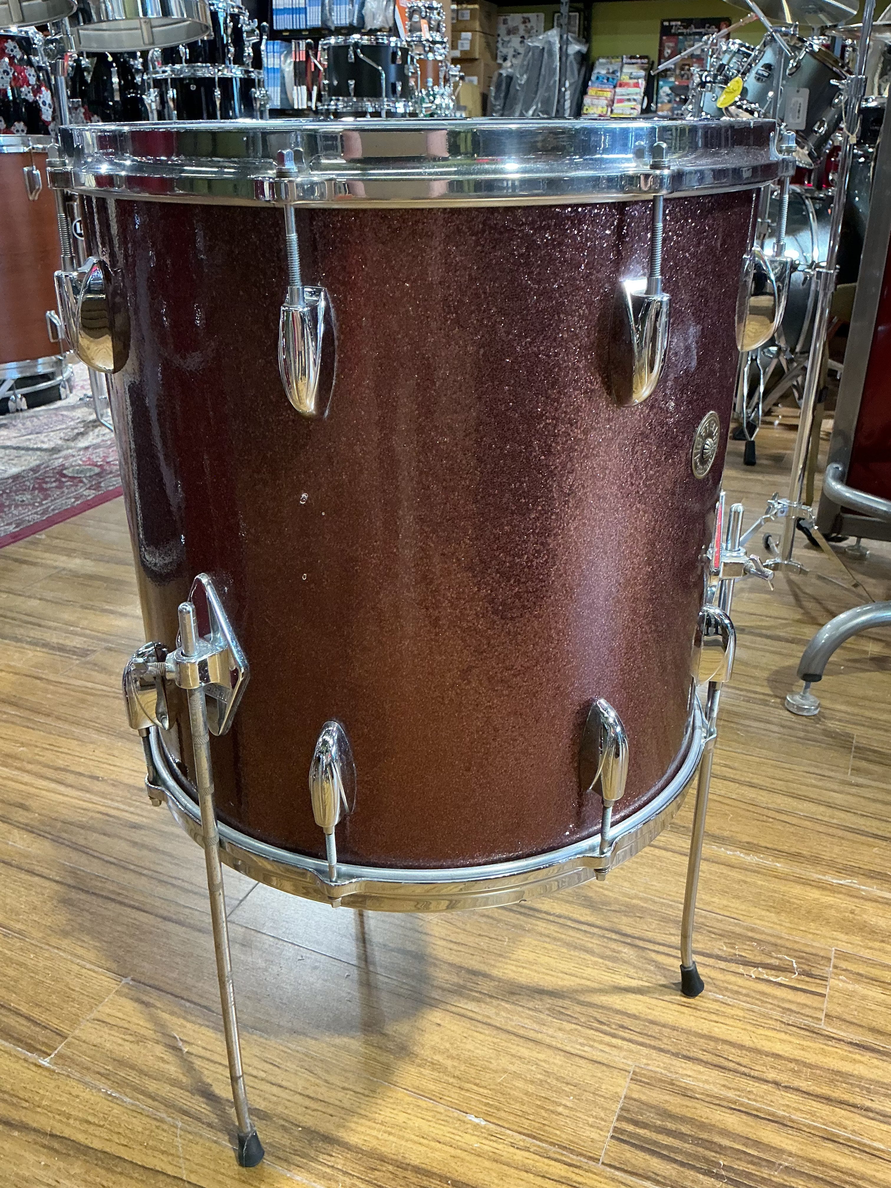 Gretsch Round Badge 16" Floor Tom Burgundy USED DRUM KIT GRETSCH 