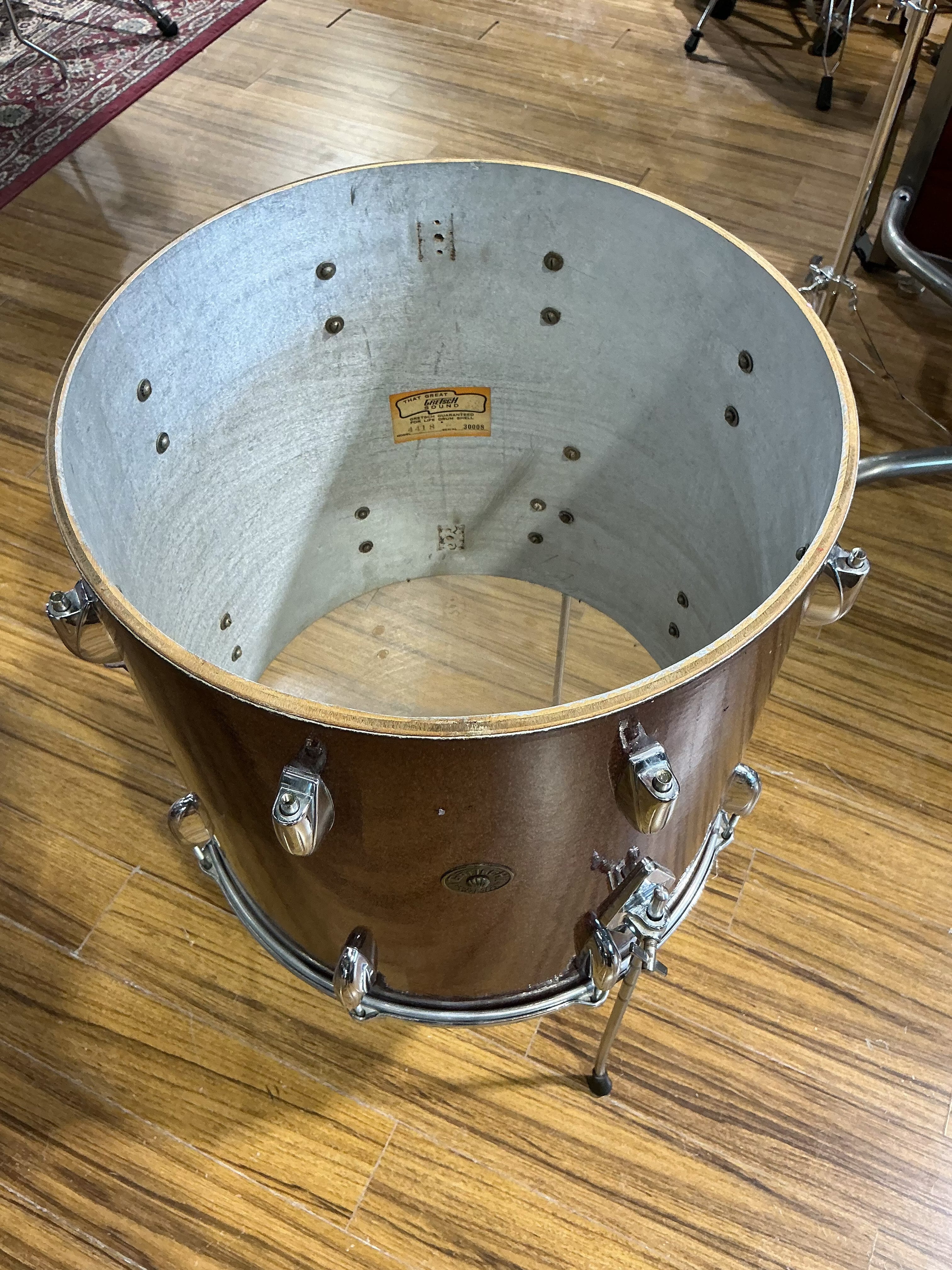 Gretsch Round Badge 16" Floor Tom Burgundy USED DRUM KIT GRETSCH 