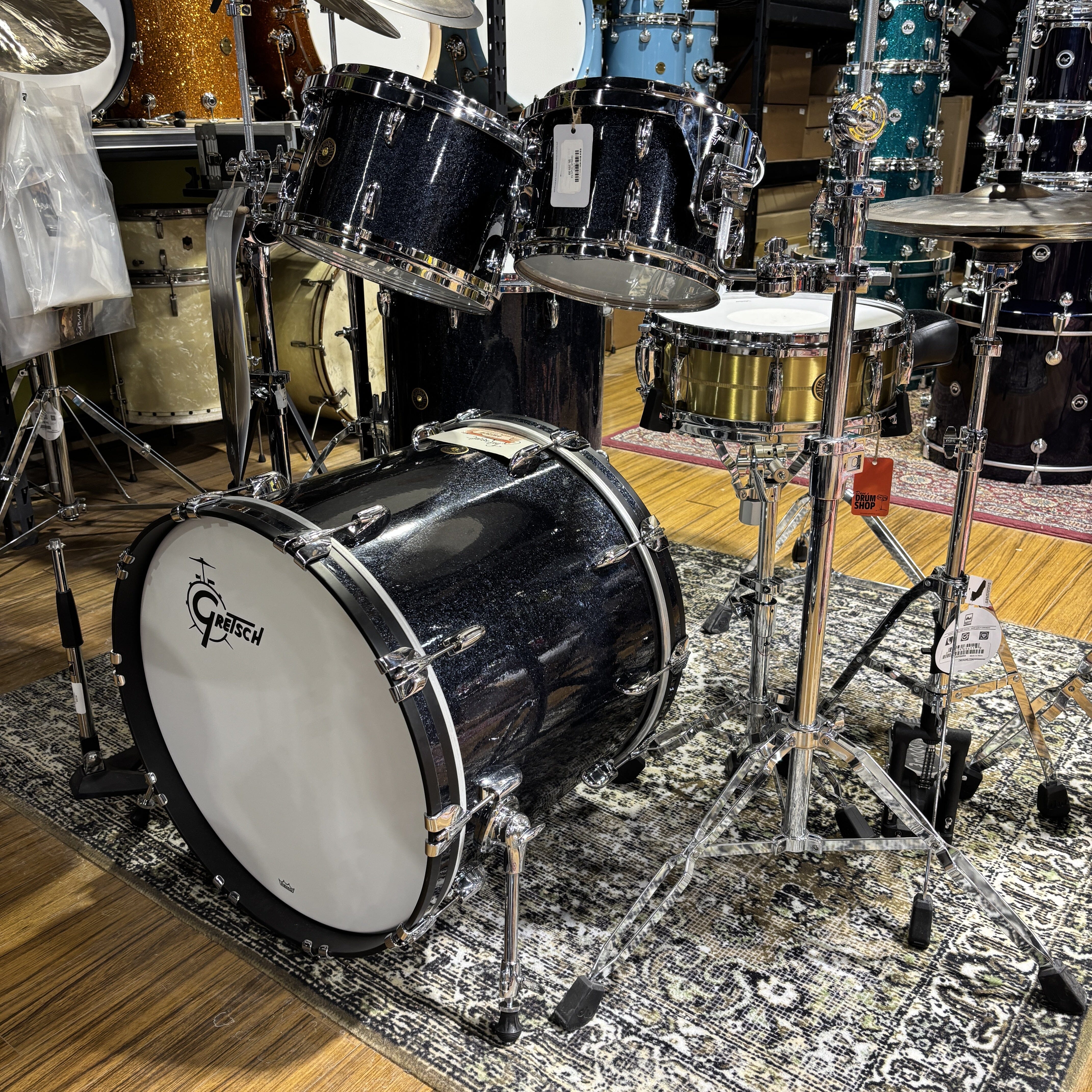 Gretsch USA Custom Drum Kit Black Sparkle Nitron NEW DRUM KIT GRETSCH 