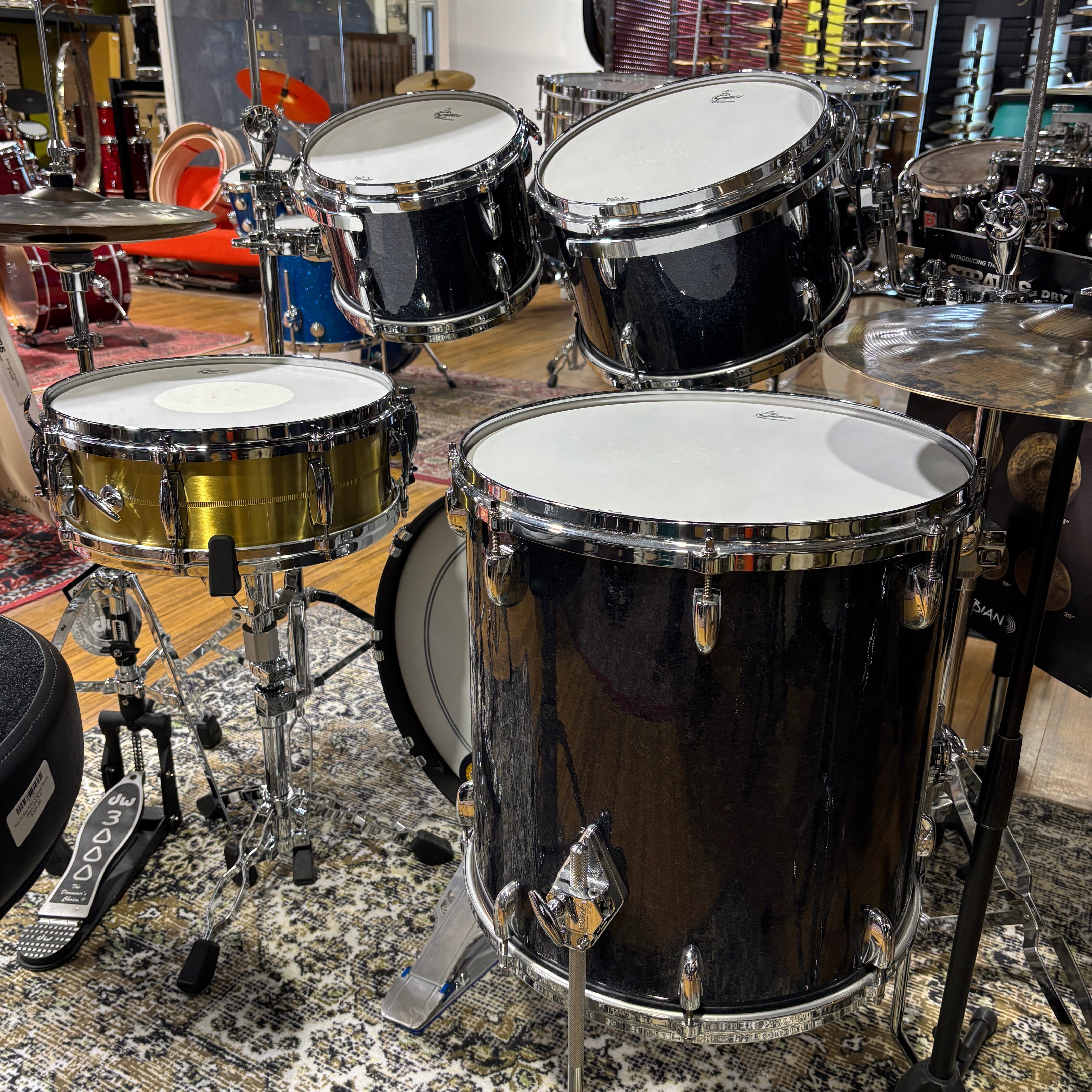 Gretsch USA Custom Drum Kit Black Sparkle Nitron NEW DRUM KIT GRETSCH 