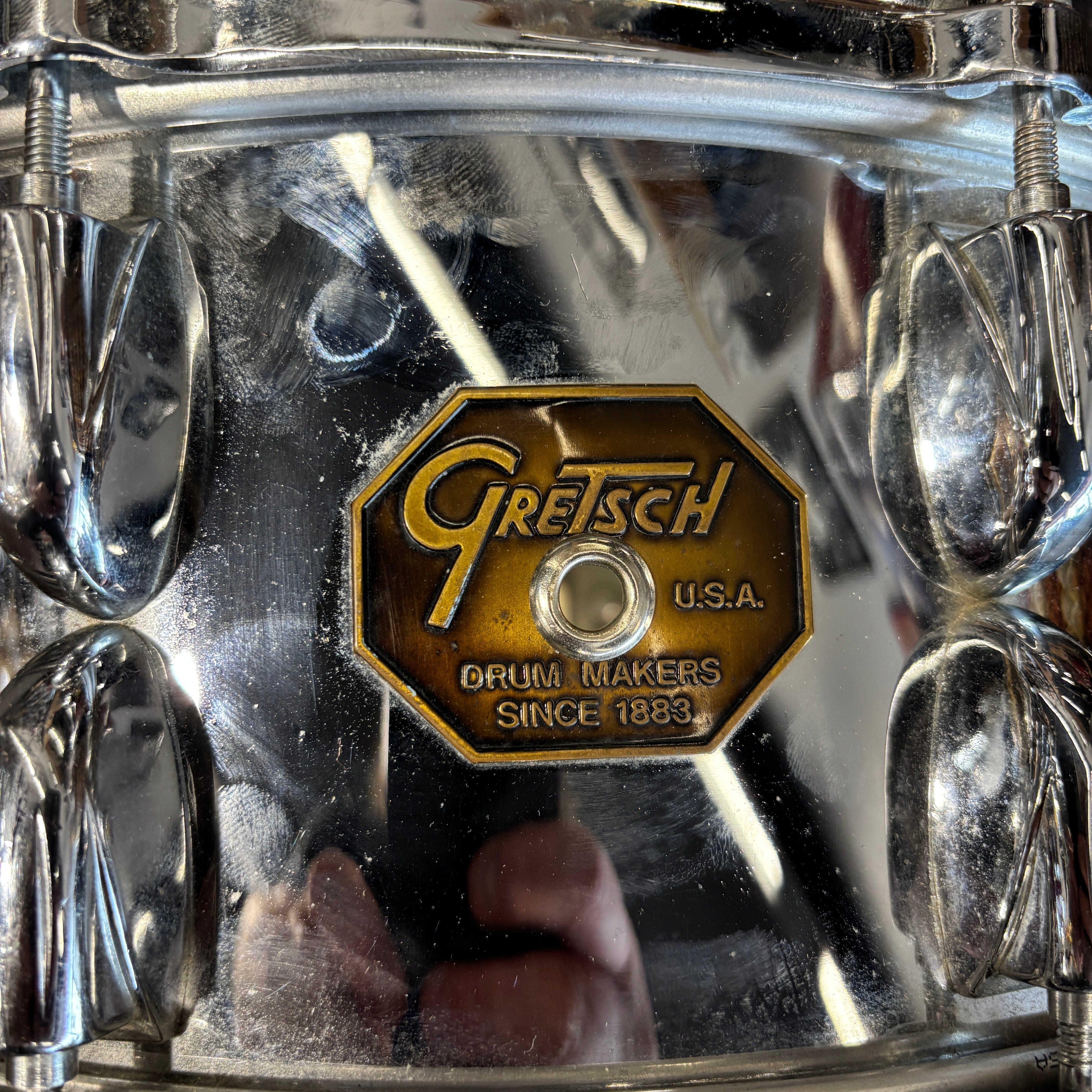 Gretsch USA Model 4166 Chrome Over Brass (COB) snare drum 14" × 6" CONSIGNMENT DRUM KIT GRETSCH 