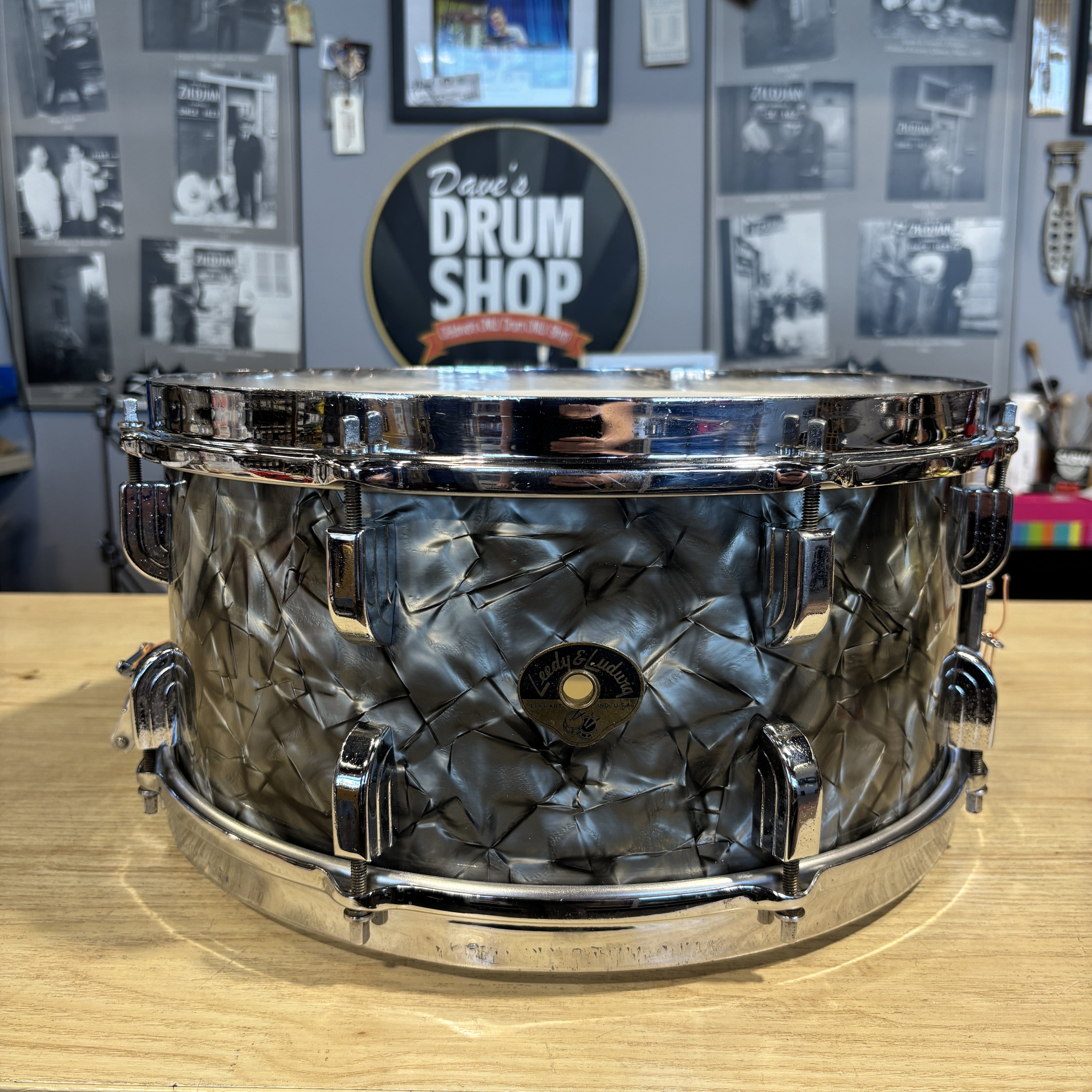 Leedy Ludwig Broadway Snare No 400 6.5x14 Black Diamond Pearl USED SNARE DRUMS Leedy Ludwig 