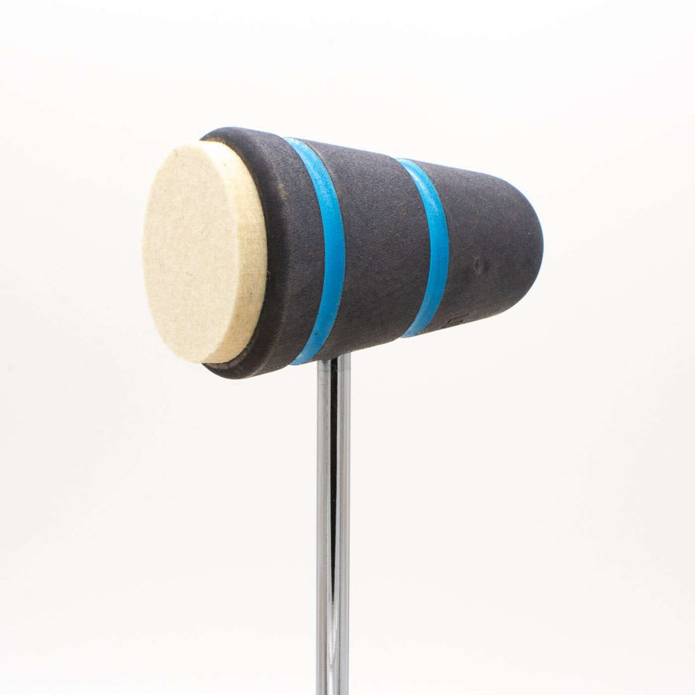 Low Boy Felt Daddy Beater, Silver with Shock Blue Stripes NEW DRUM ACCESSORIES Low Boy 