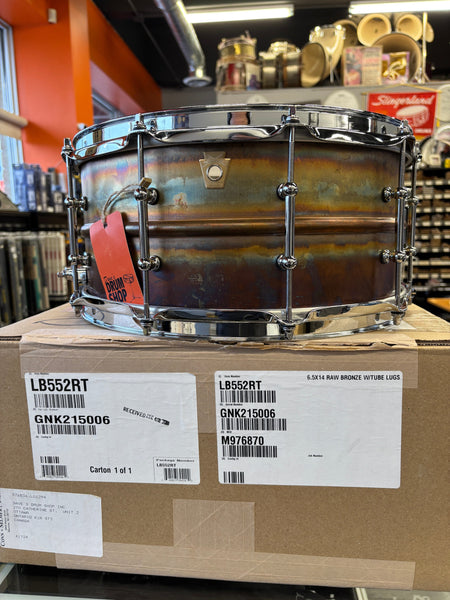 Ludwig 6.5 x 14 Raw Bronze Phonic Snare Drum with Tube Lugs (LB552RT) NEW SNARE DRUMS LUDWIG 