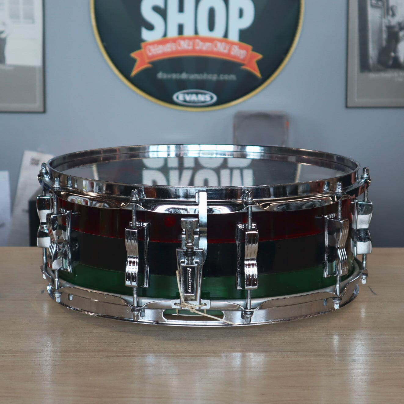 LUDWIG PATTERN A SNARE 14" x 5" Red/Black/Green CONSIGNMENT DRUM KIT LUDWIG 
