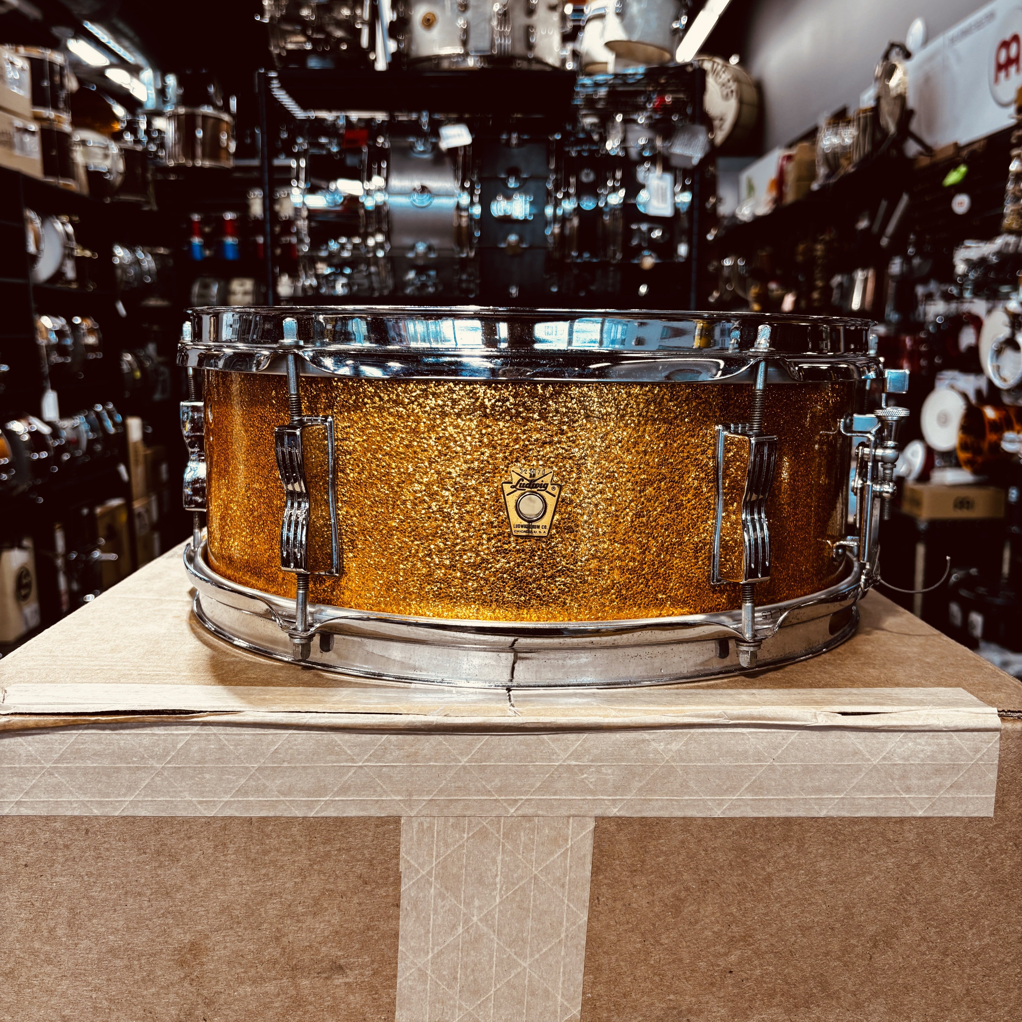 Ludwig Pioneer 5x14 Snare Drum Gold Sparkle 1966 USED SNARE DRUMS LUDWIG 