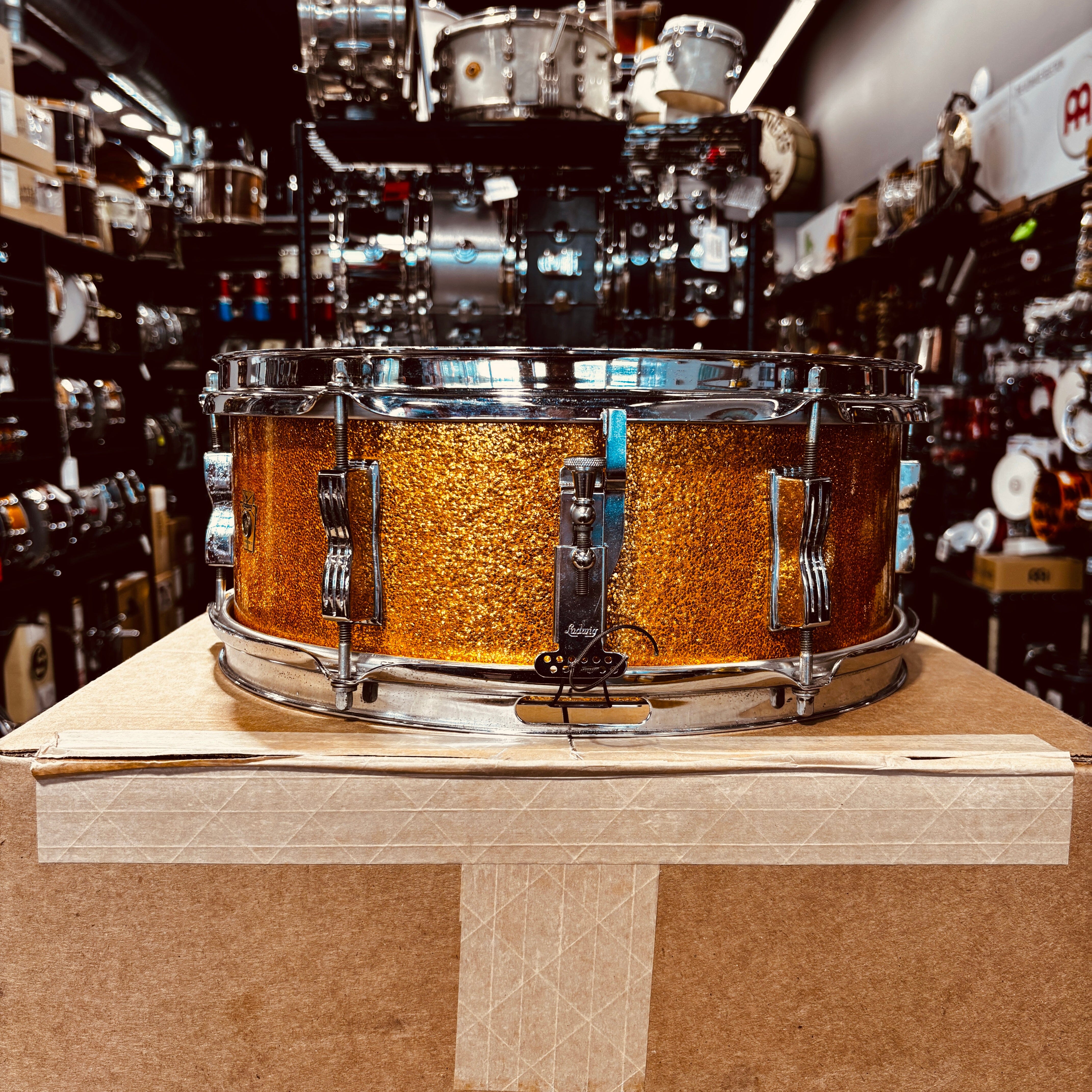 Ludwig Pioneer 5x14 Snare Drum Gold Sparkle 1966 USED SNARE DRUMS LUDWIG 