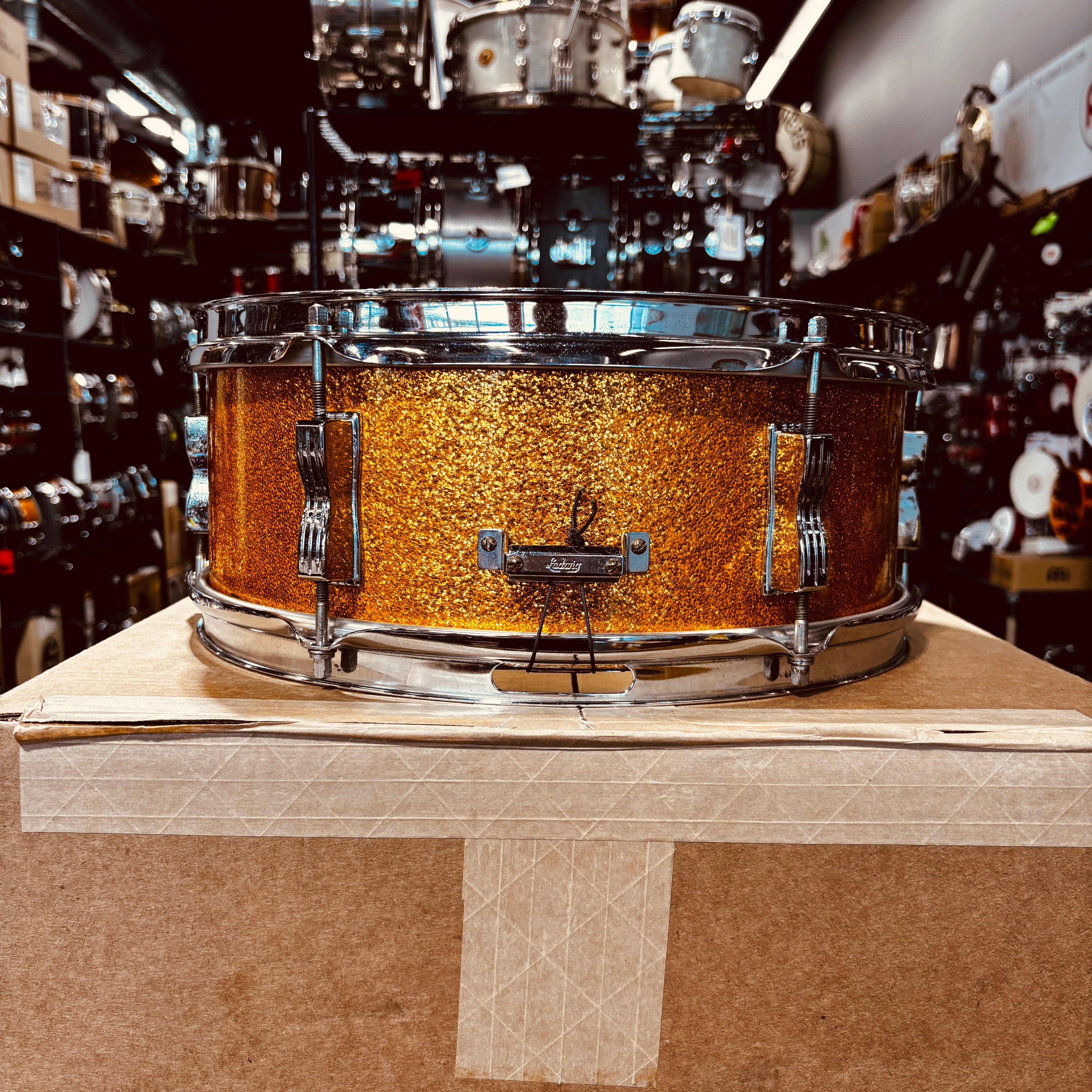 Ludwig Pioneer 5x14 Snare Drum Gold Sparkle 1966 USED SNARE DRUMS LUDWIG 