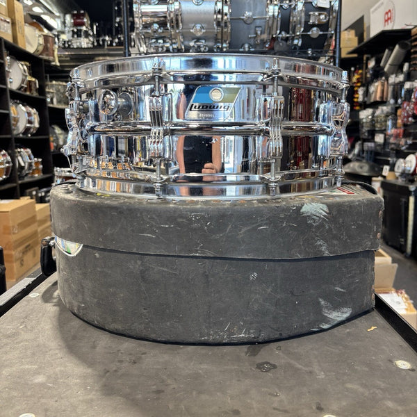 Ludwig Supraphonic LM400 5x14 Snare Drum – Blue/Olive Badge Bow Tie Lugs USED SNARE DRUMS LUDWIG 