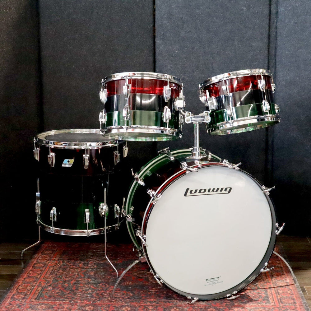LUDWIG VISTALITE PATTERN A 12/13/16/22/ RED BLACK GREEN CONSIGNMENT DRUM KIT LUDWIG 