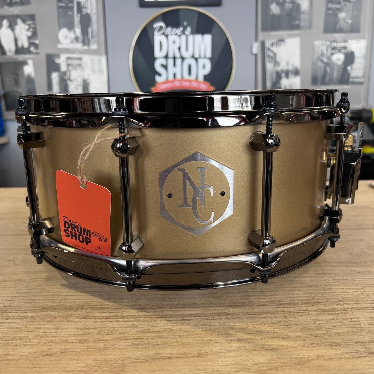 N&C Alloy Classic Painted Snare Drum 14x6 Flat Gold w/Black Components Reverb N&C 