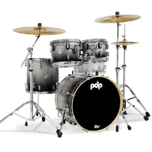 PDP Concept Maple 4-piece Fusion Shell Pack, Lacquer Finish - Silver to Black Fade (PDCM20FNSB) NEW DRUM KIT PDP 
